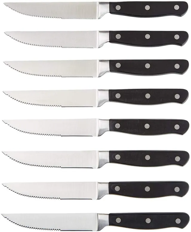 AmazonBasics Set Coltelli da Carne 8 Pezzi Acciaio