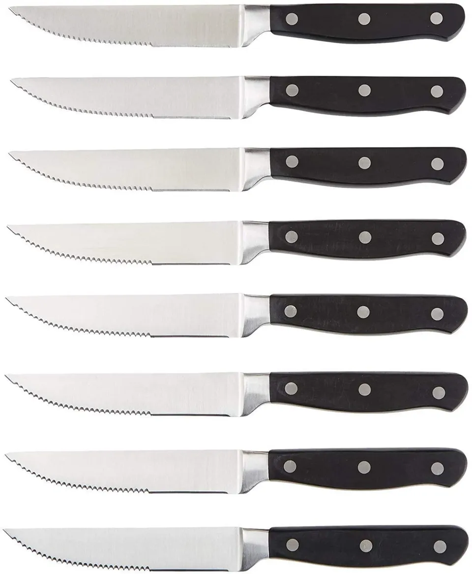 AmazonBasics Set Coltelli da Carne 8 Pezzi Acciaio