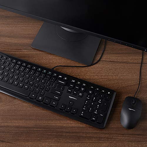 Amazon Basics kit tastiera e mouse con filo nero 10 pezzi USB