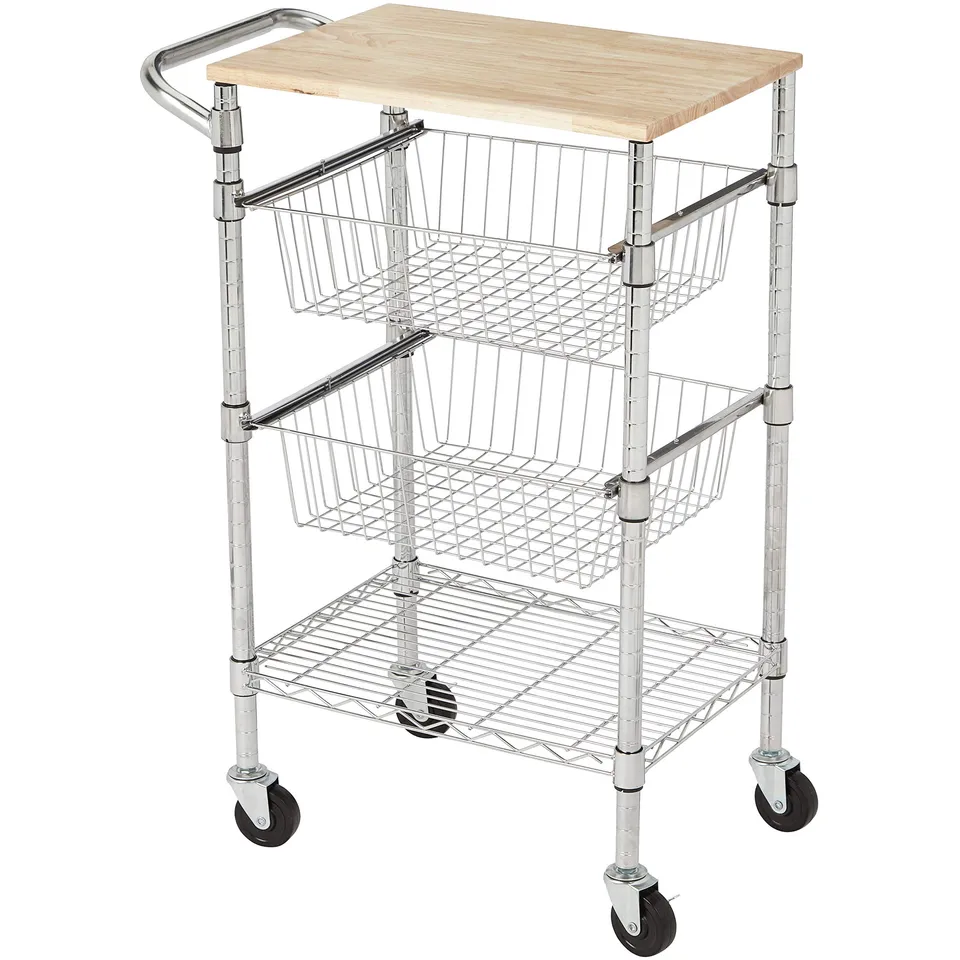 AmazonBasics Carrello cucina 3 ripiani ruote argento