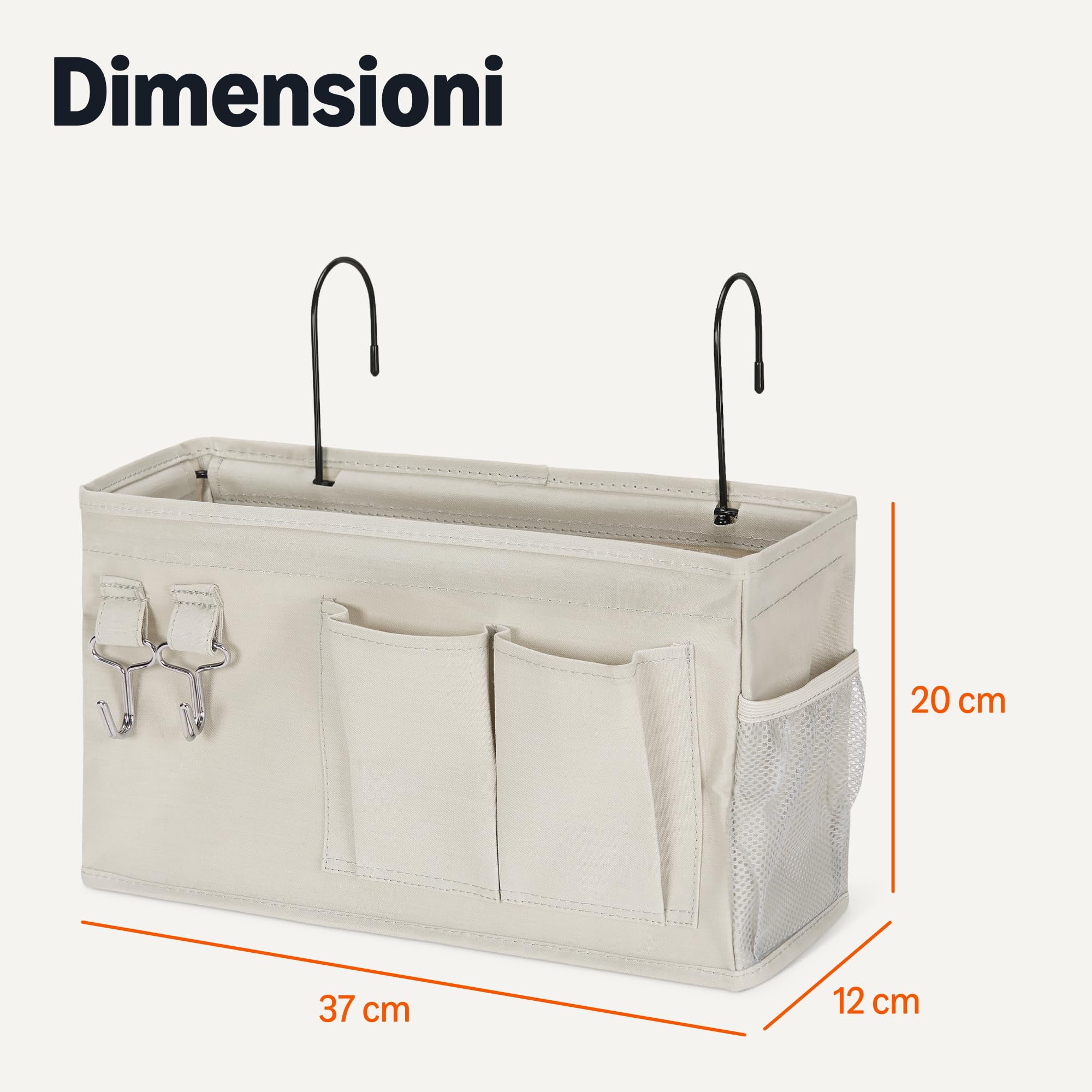 AmazonBasics Organizer Letto Appeso M Lino Grezzo 37 cm