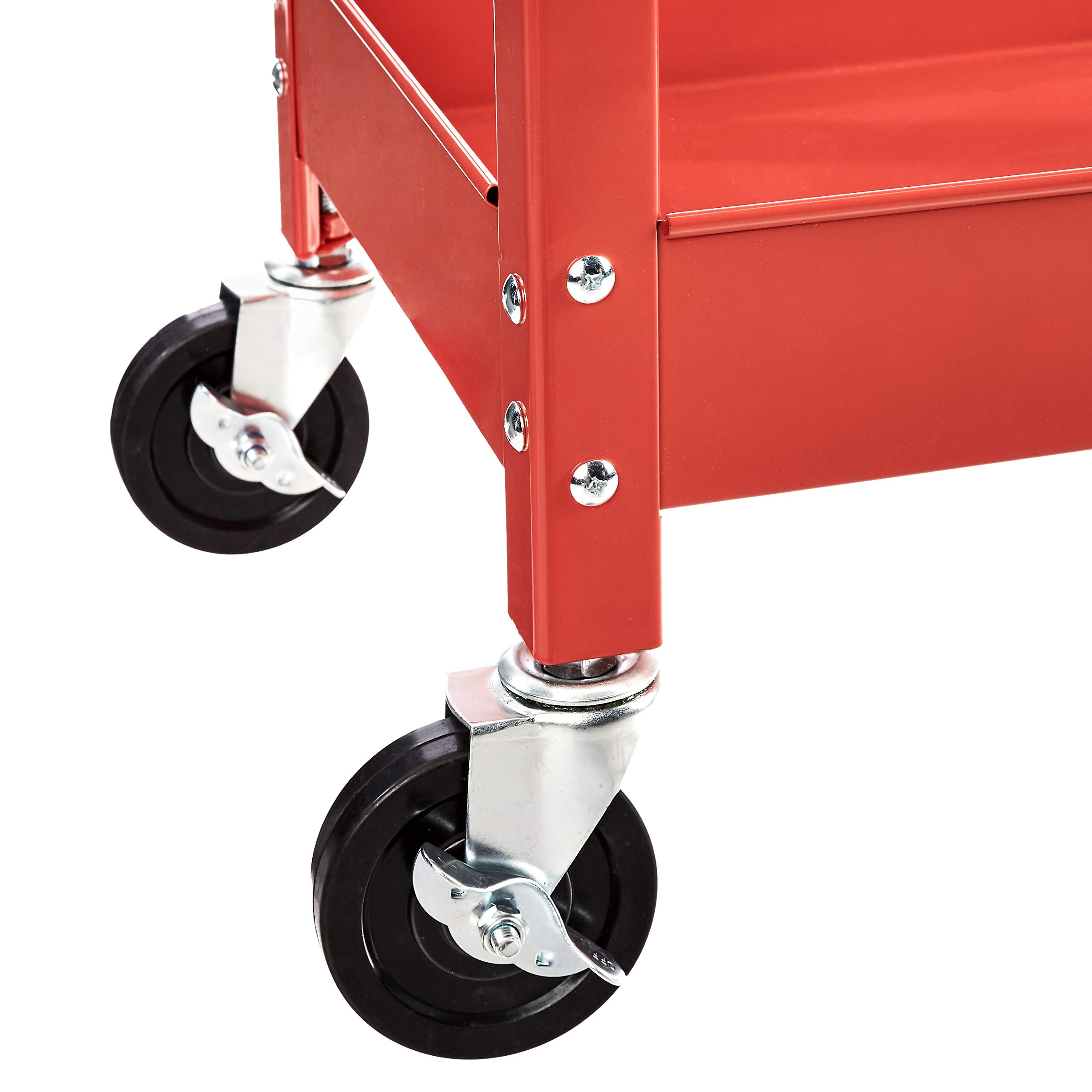 AmazonBasics Carrello Multiuso Acciaio 2 Ripiani Rosso 181 kg