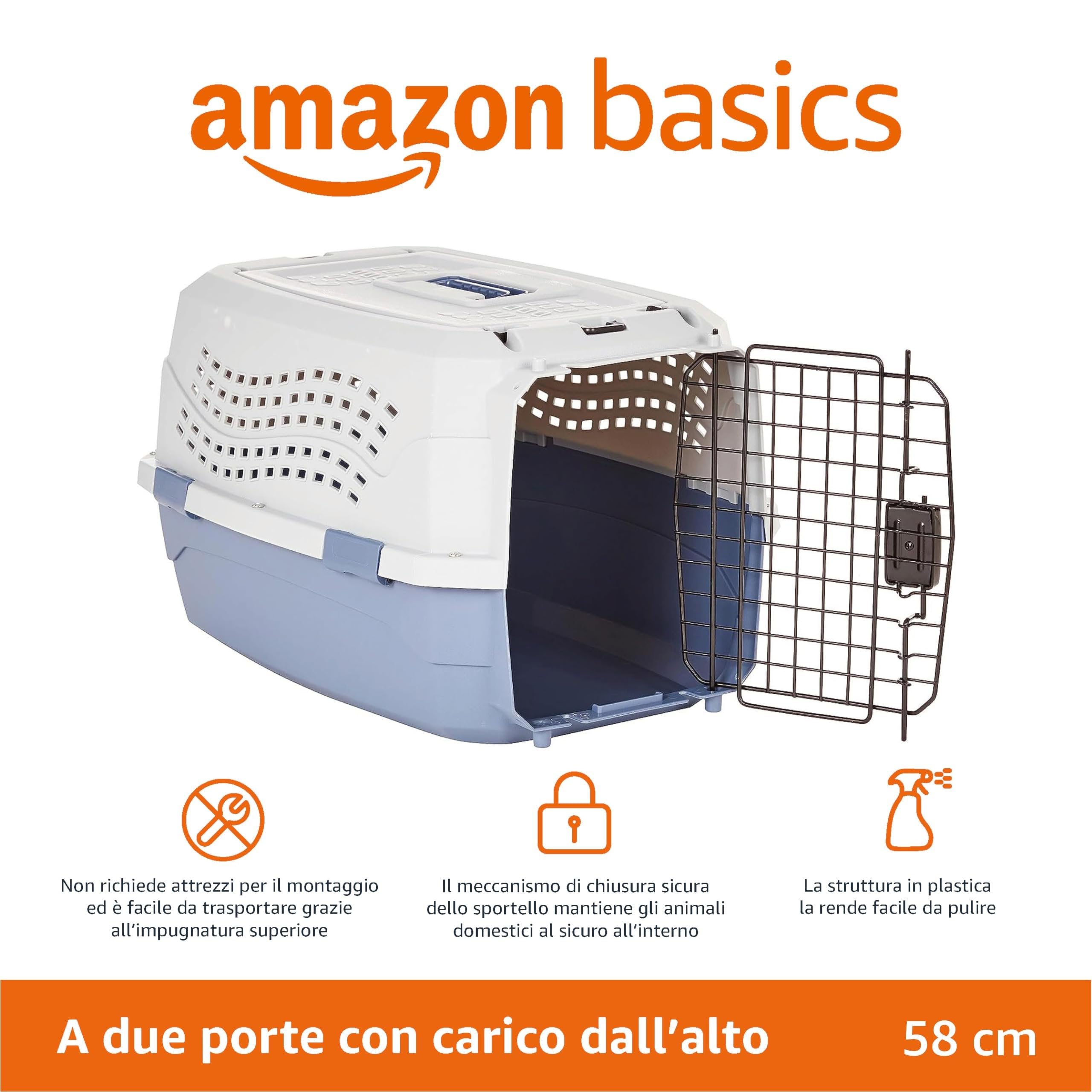 Amazon Basics Trasportino 23 Pollici 2 Porte Blu 58x38x33 cm