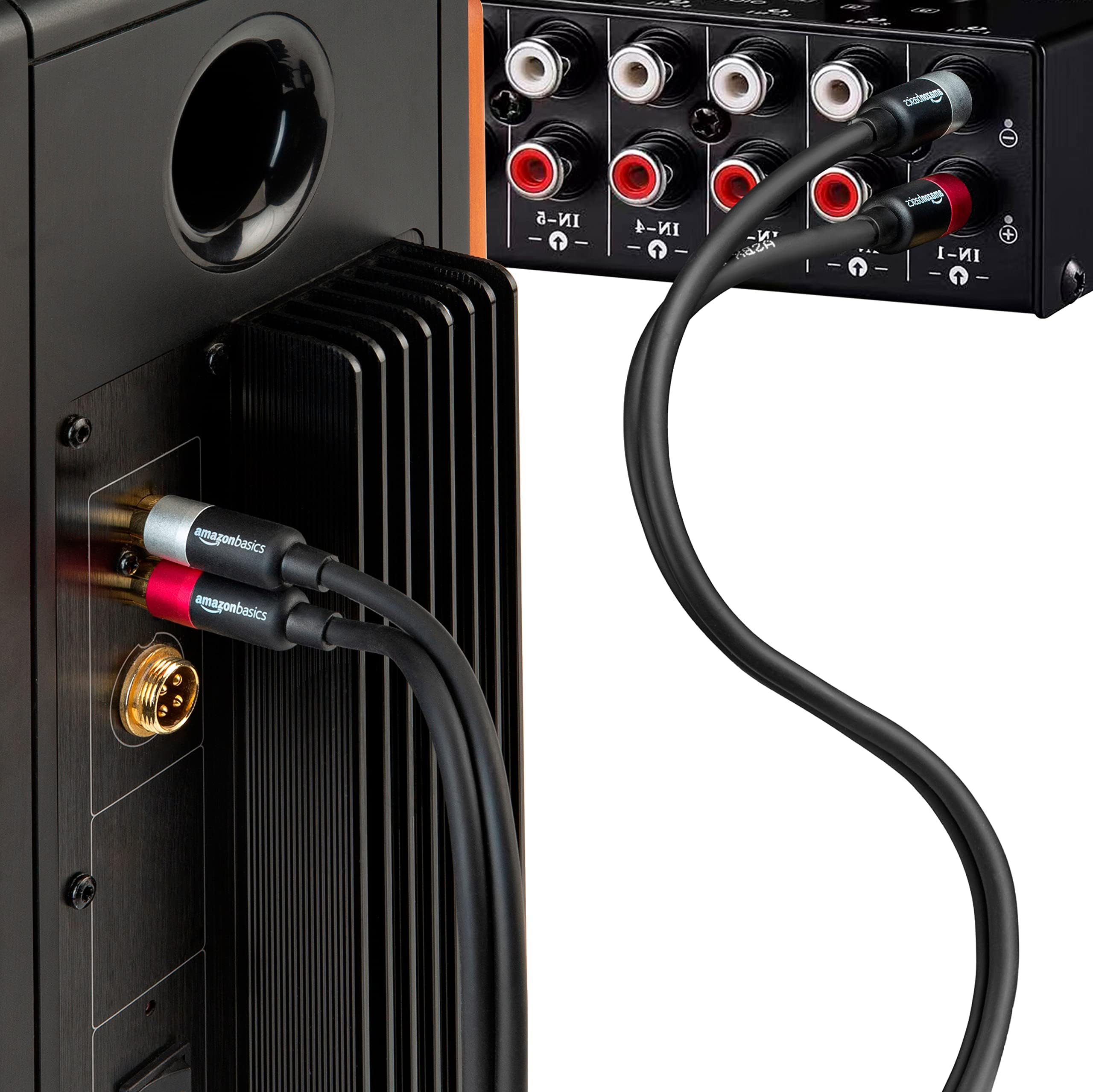 Amazon Basics Cavo Audio RCA 2 Maschi 7,5 m Grigio Antracite