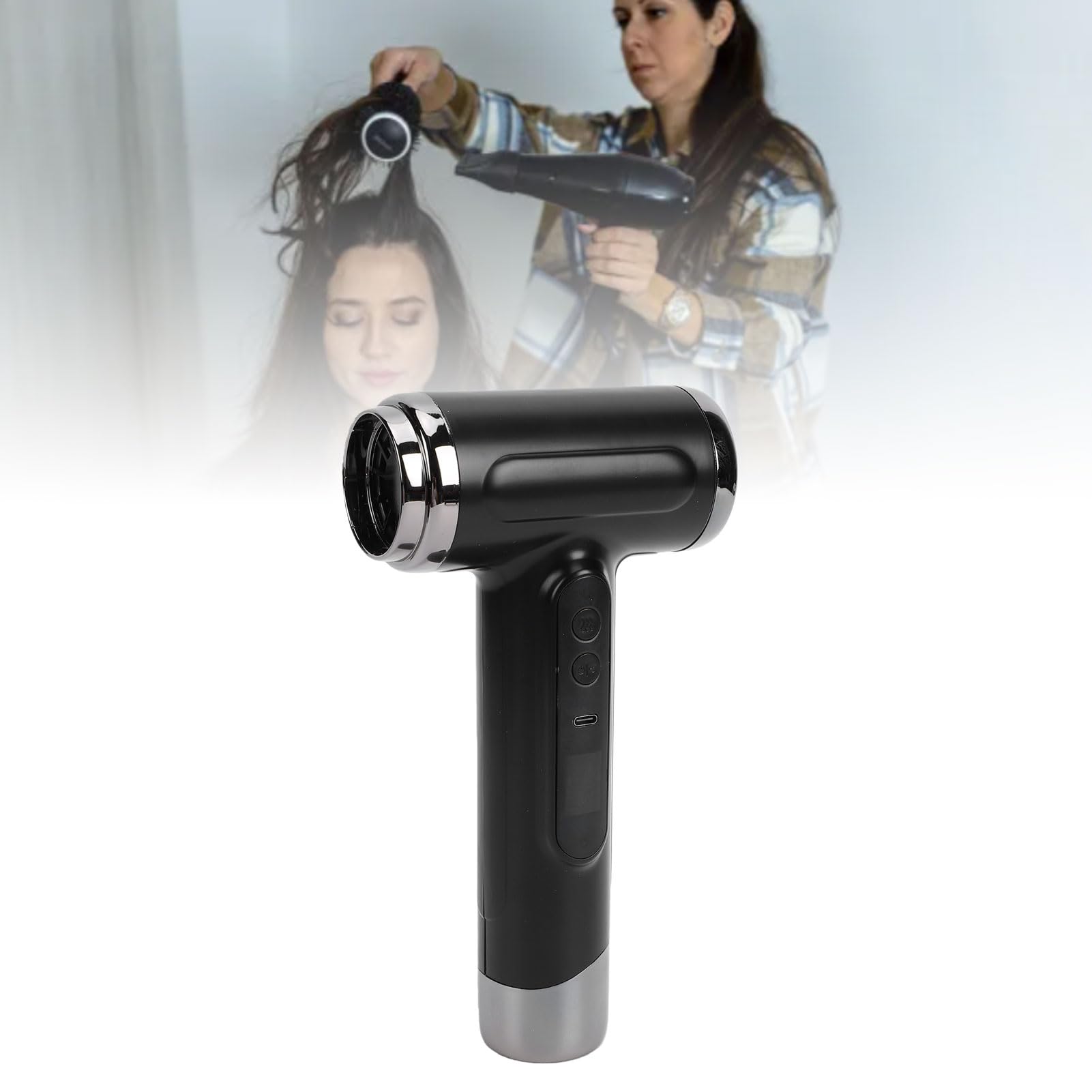 Elprico Asciugacapelli Senza Fili Ricaricabile USB Nero