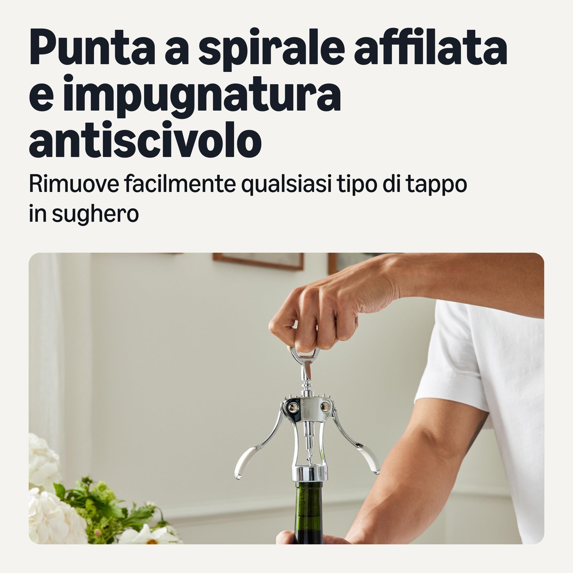 Amazon Basics Cavatappi Apribottiglie 2 in 1 Lega Zinco