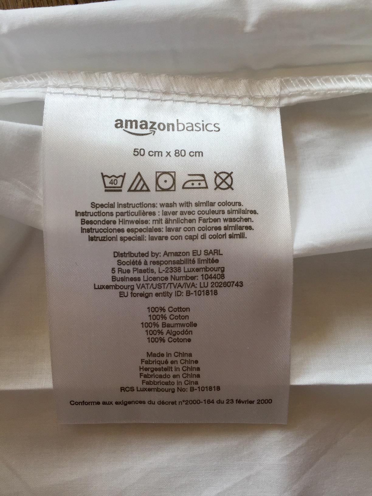 AmazonBasics Federe Cuscino 50x80 Cotone Bianco 4 Pezzi