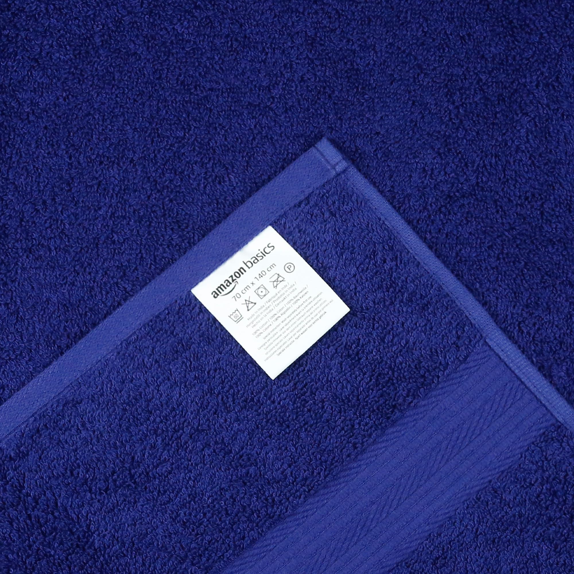 AmazonBasics set asciugamani bagno blu 2 pezzi cotone