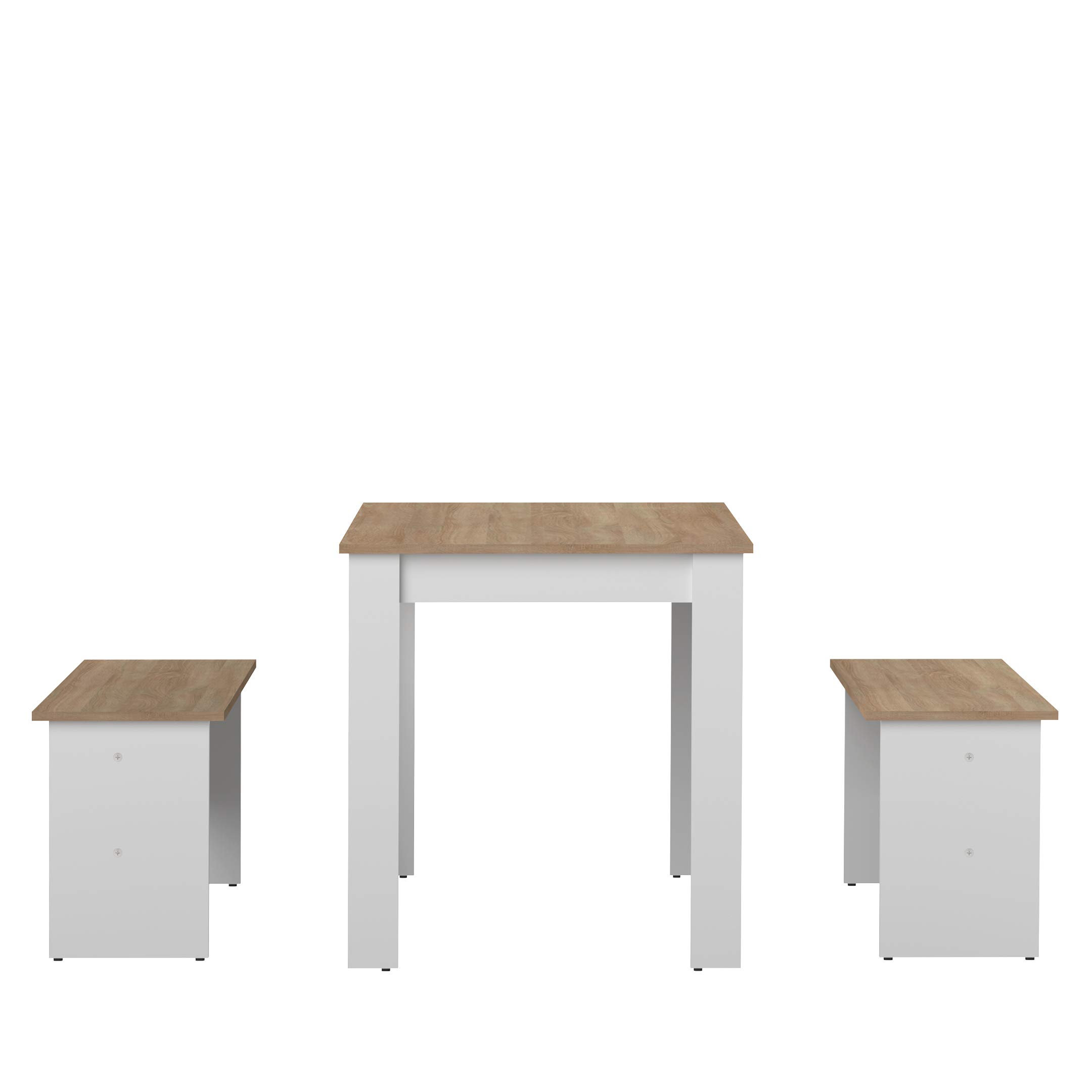 AmazonBasics Set Pranzo con 2 Panche Bianco Quercia 110x70