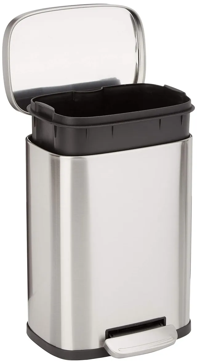 AmazonBasics pattumiera rettangolare acciaio inox 5L pedale satinato