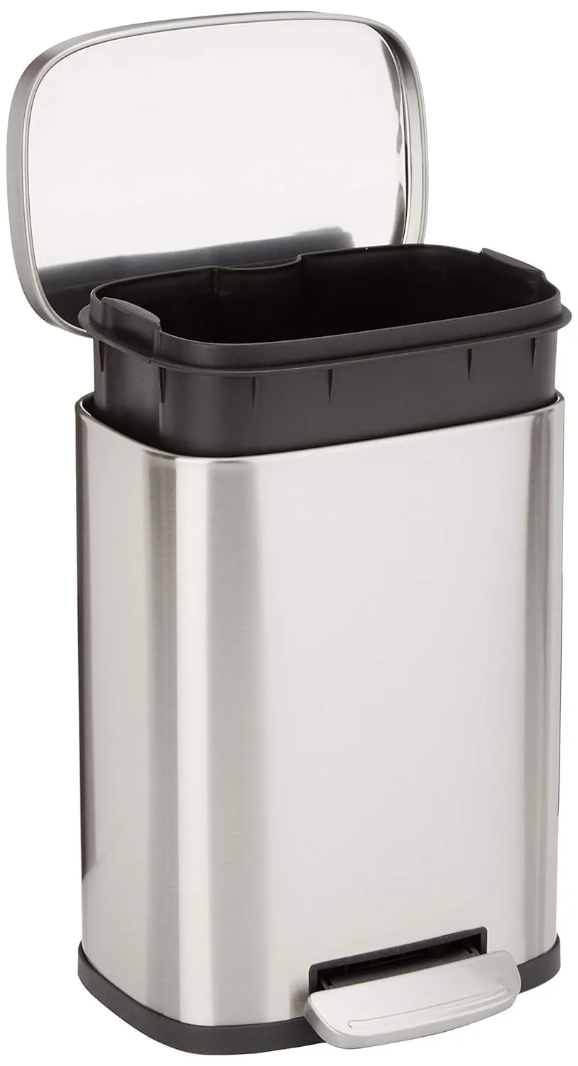 AmazonBasics pattumiera rettangolare acciaio inox 5L pedale satinato