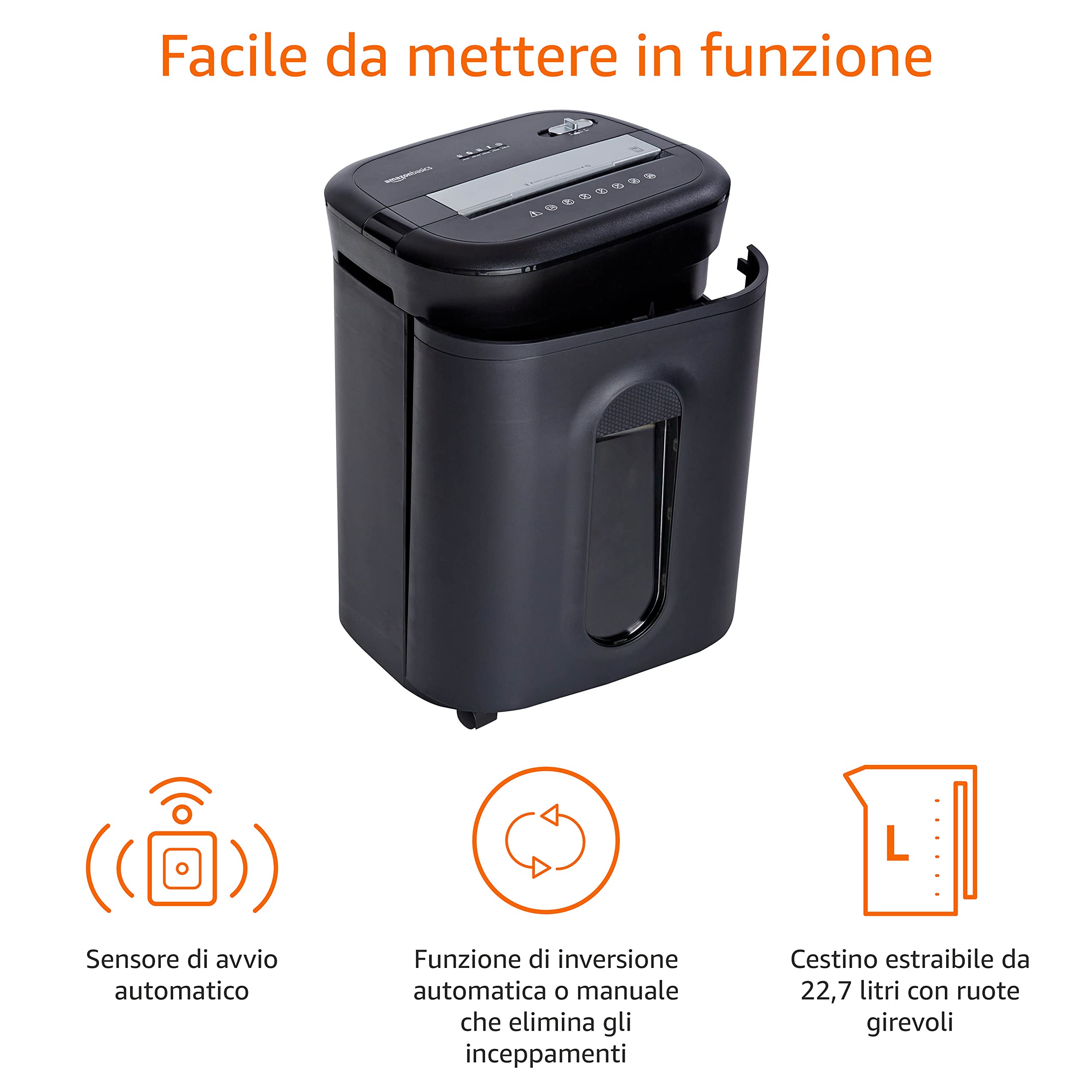 Amazon Basics Distruggidocumenti 15 Fogli Taglio Incrociato P-4
