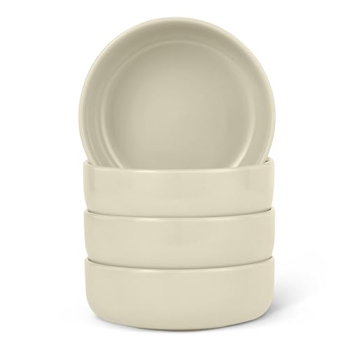 Amazon Basics Set Ciotole Gres Smaltato 14 cm 4 Pezzi Avorio Microonde