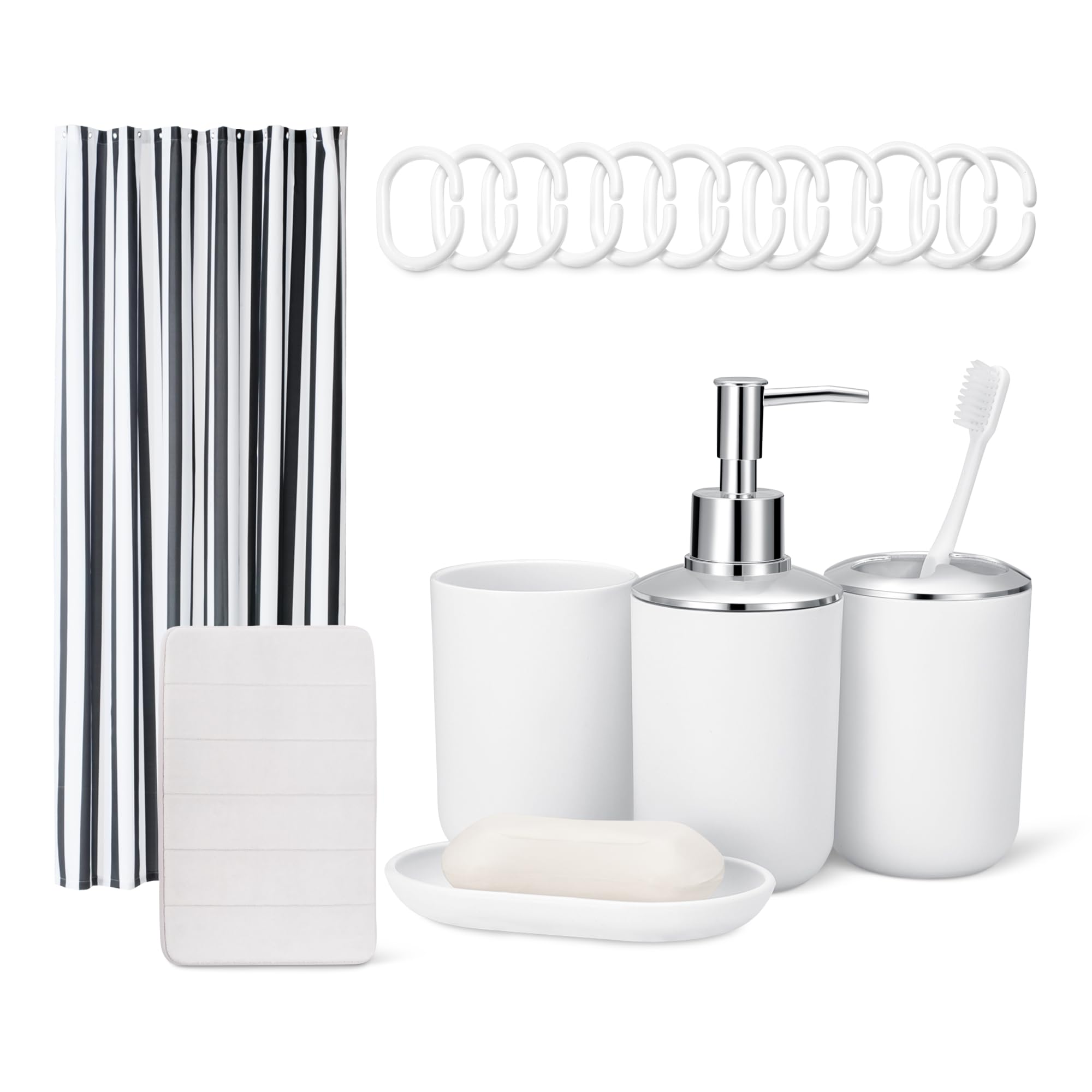 Amazon Basics Set Bagno 6 pezzi tenda doccia nero
