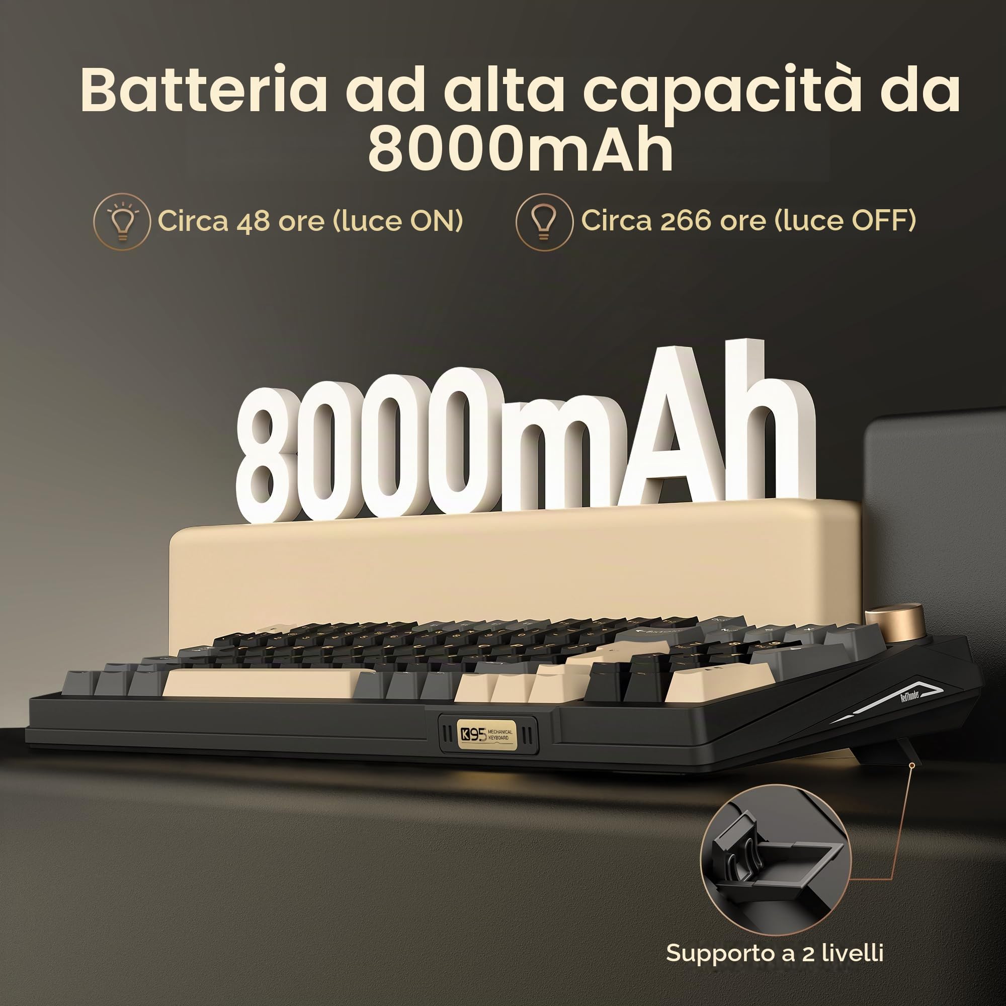 RedThunder K95-BGP tastiera gaming wireless QWERTZ RGB