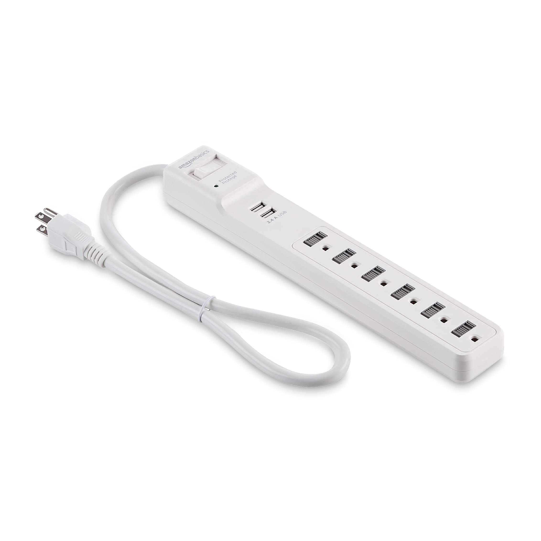 AmazonBasics Multipresa 6 Prese con 2 USB 1000 Joule