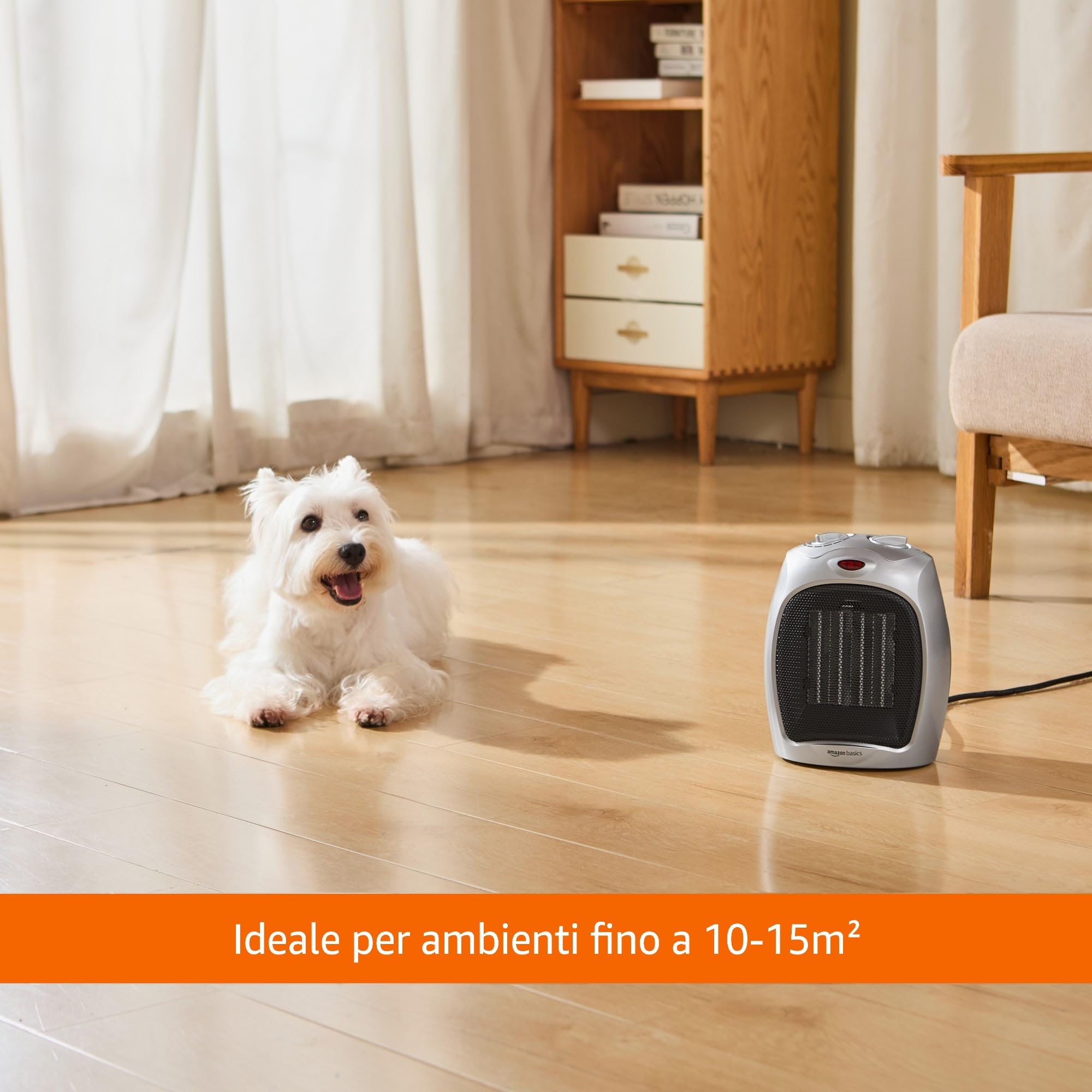Amazon Basics Termoventilatore Ceramica 1800W Argento