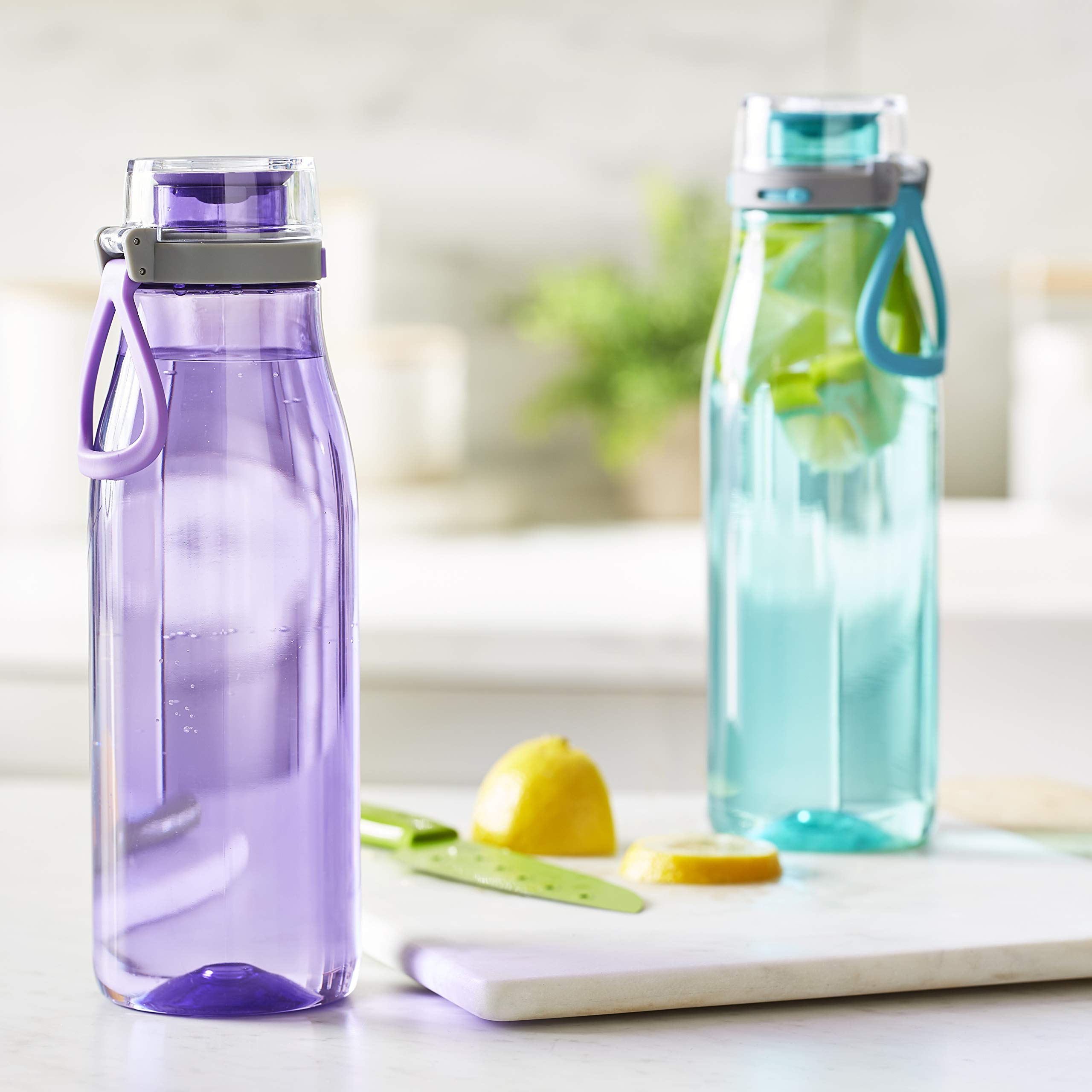AmazonBasics Borraccia Sportiva 680 ml 2 Pezzi Blu Viola