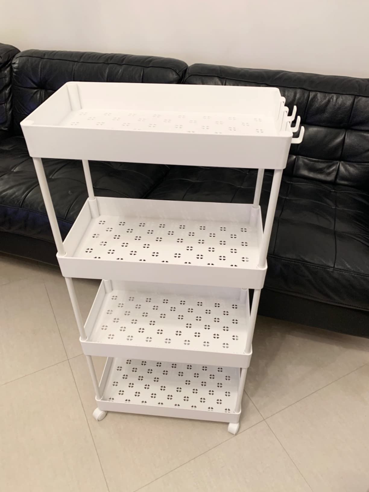 Amazon Basics Carrello Cucina 4 Ripiani Bianco con Ruote 40x22x86