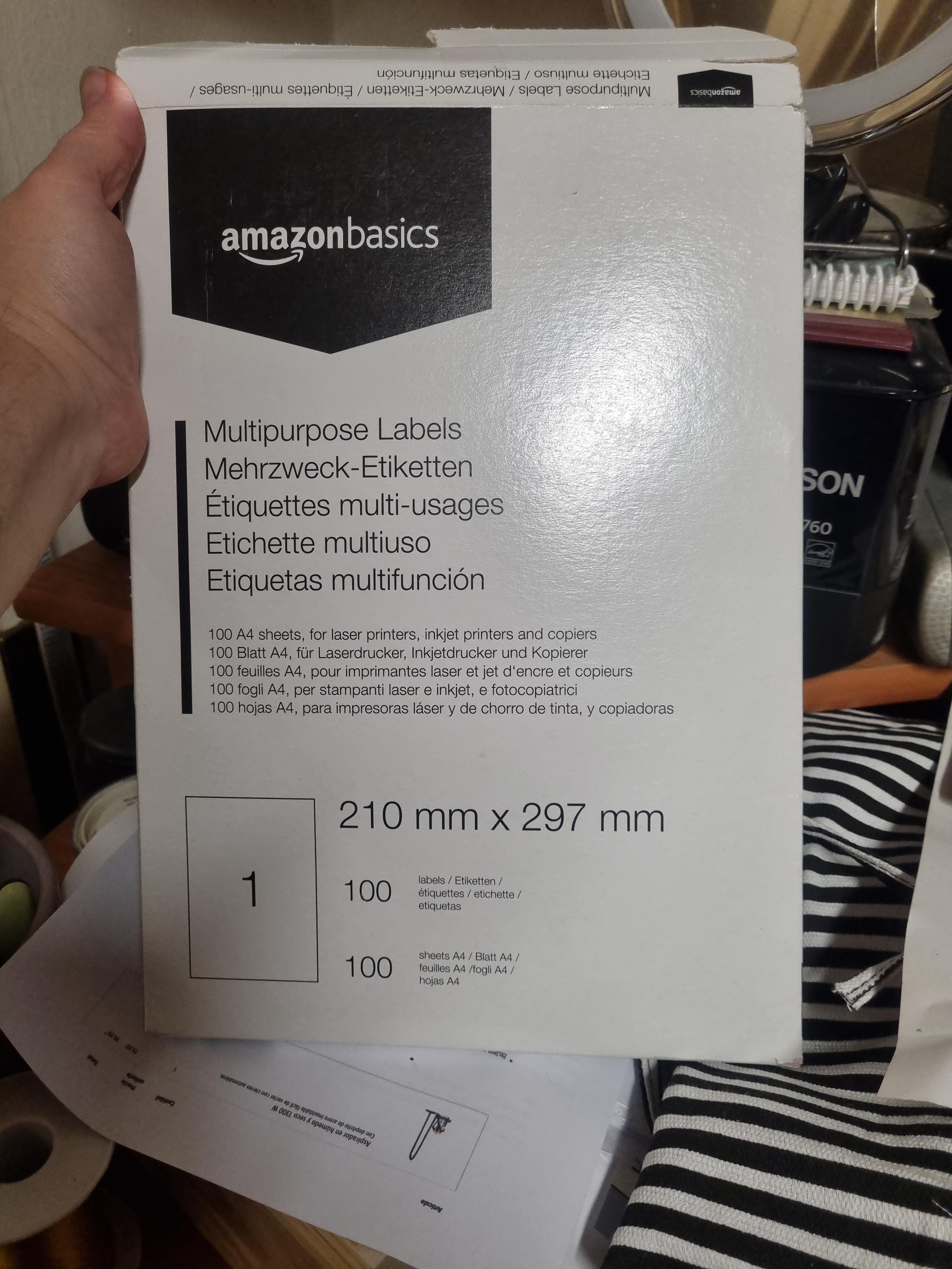 Amazon Basics Etichette Adesive 70x36mm 2400pz Bianche