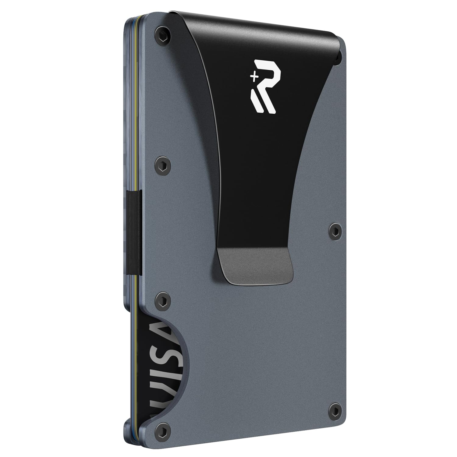 RealPlus Porta Carte Minimalista RFID Alluminio Blu 15 Carte