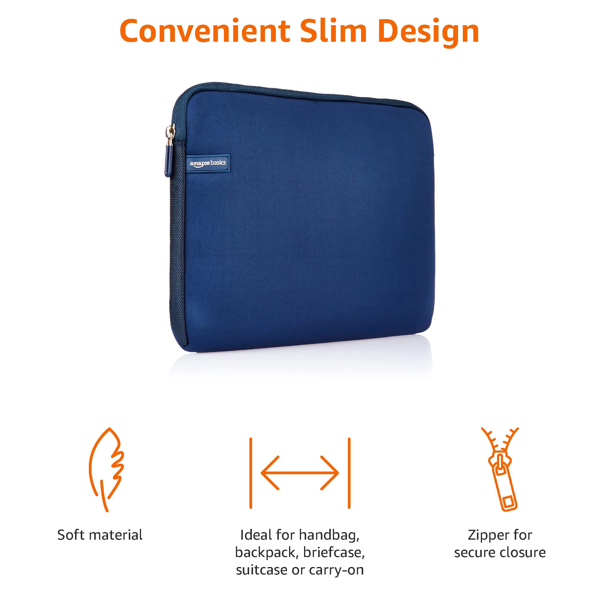 Amazon Basics Custodia Laptop 13,3 Pollici Blu Navy Sottile