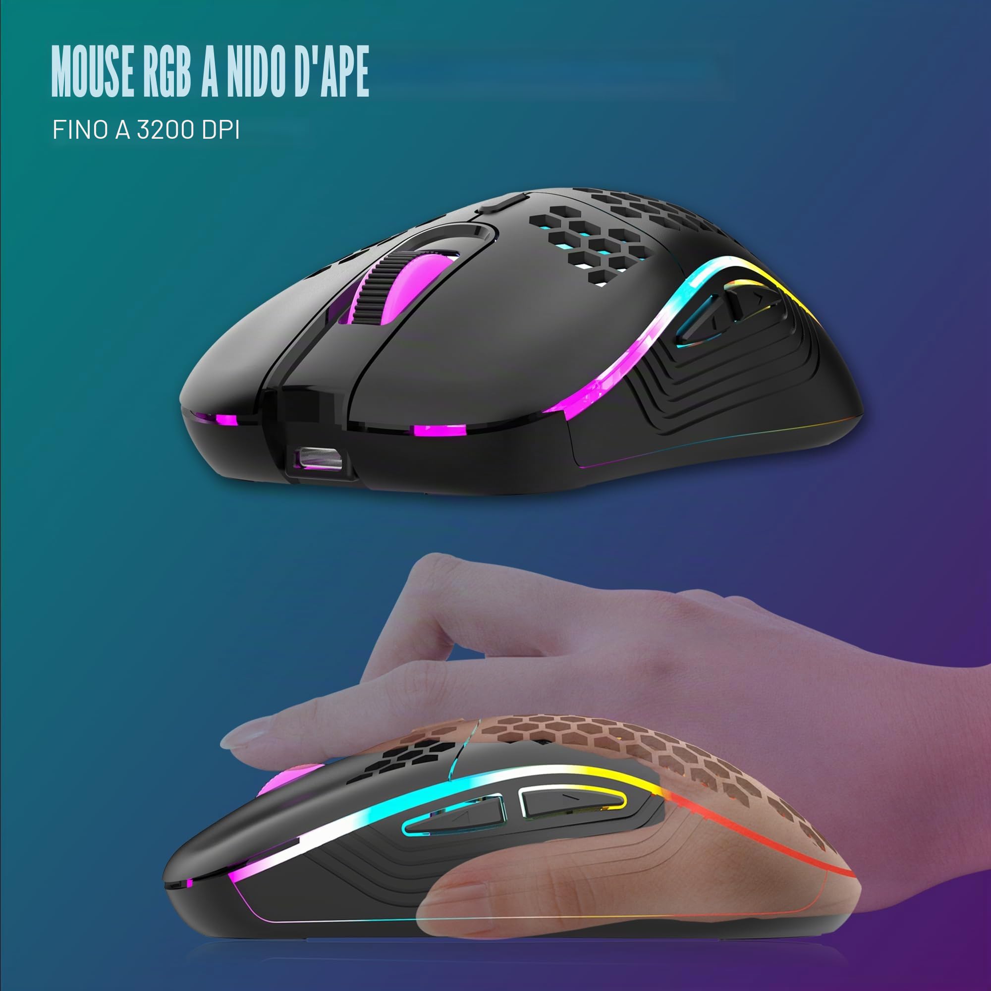 RedThunder K84 Combo Tastiera e Mouse Wireless Nero AZERTY
