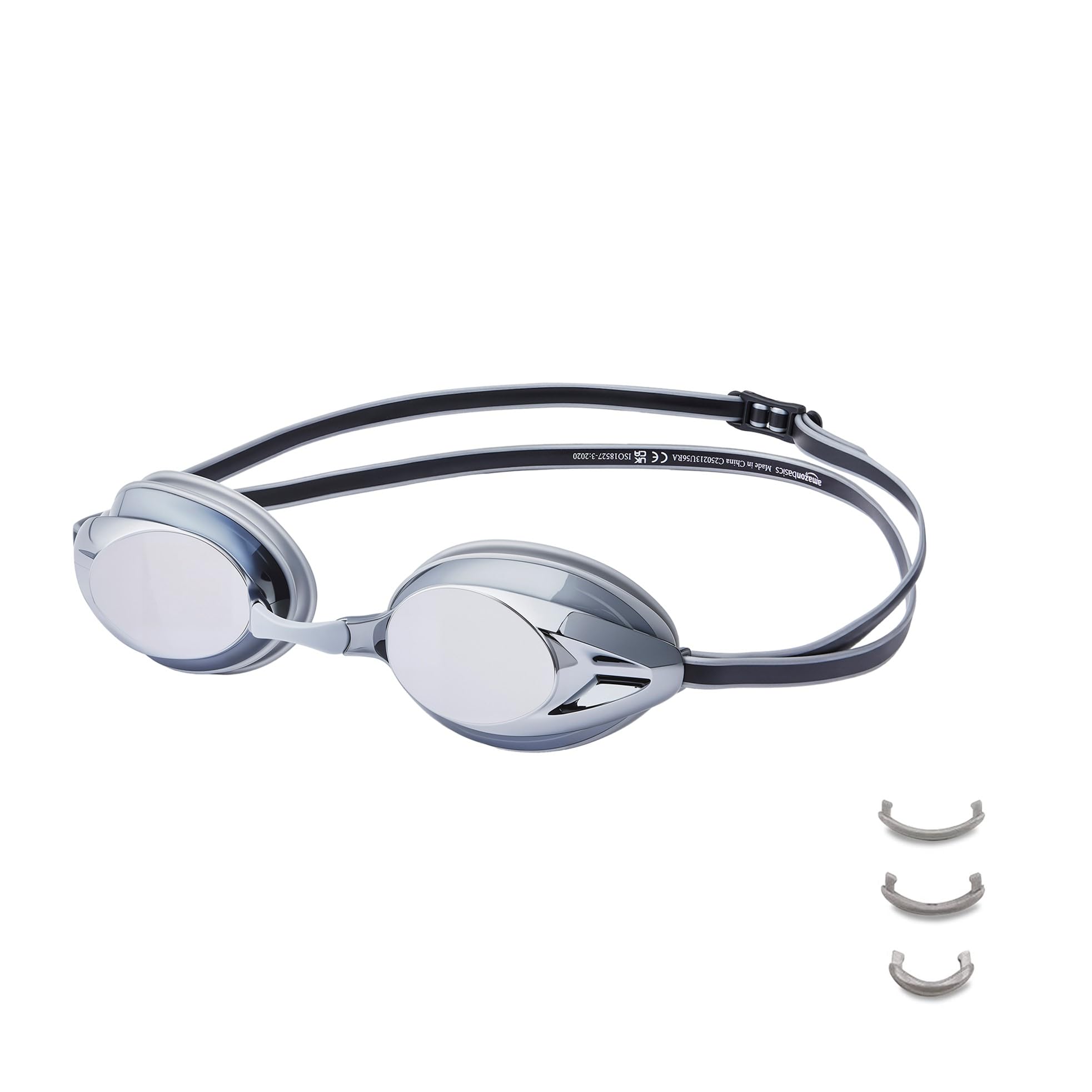 Amazon Basics Occhialini Nuoto Adulti Argento Specchio Antiappannamento