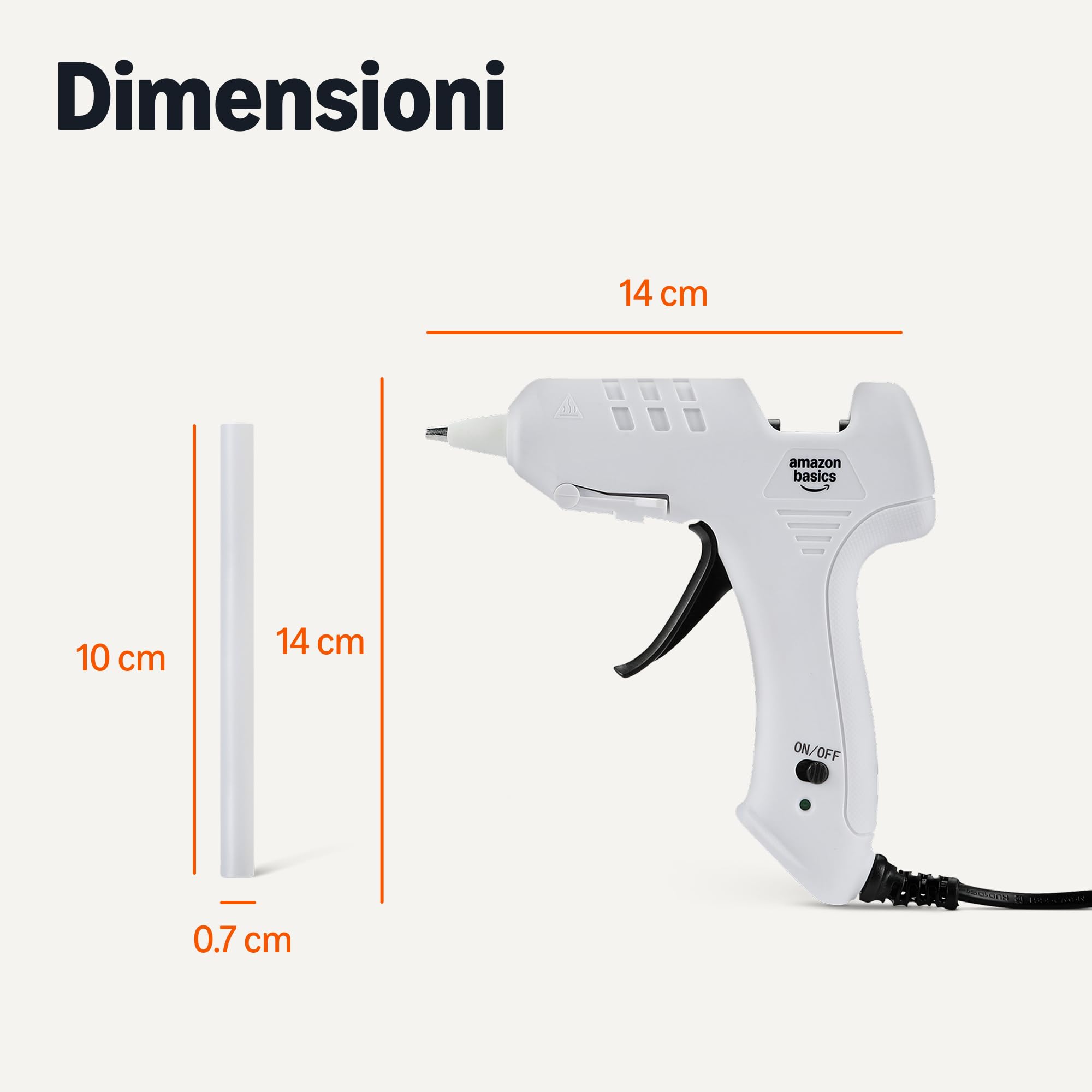 Amazon Basics Pistola Colla + 30 Stick pistola a caldo 20W bianca antigoccia