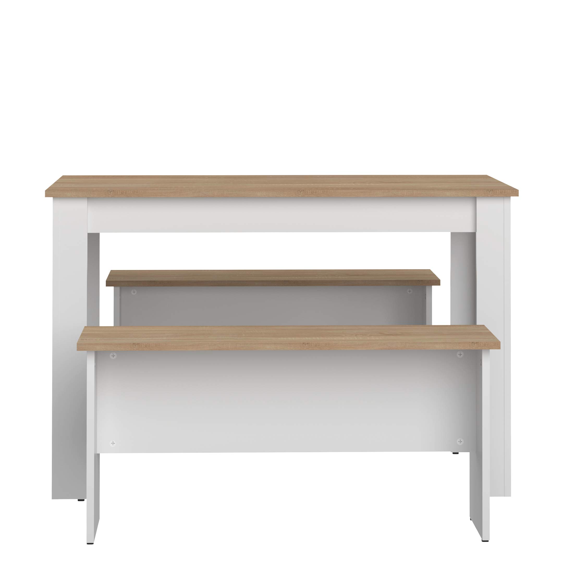 AmazonBasics Set Pranzo con 2 Panche Bianco Quercia 110x70