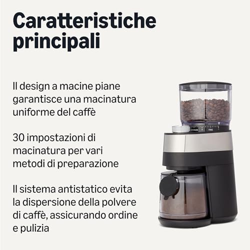 Amazon Basics Macinacaffè elettrico 30 livelli nero