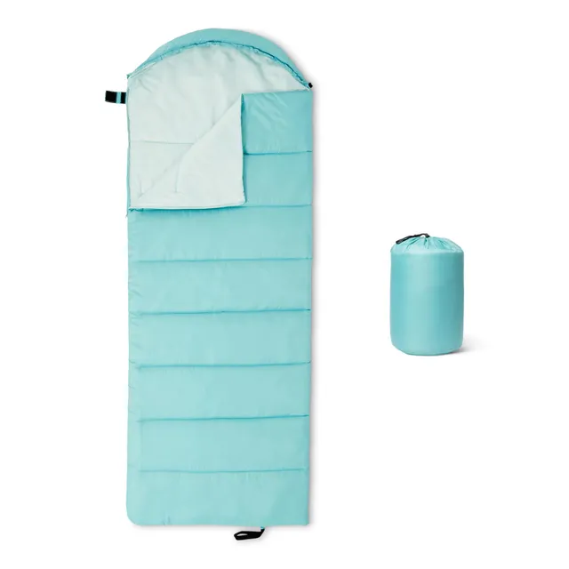 Amazon Basics Sacco a Pelo 50F/10C Blu Acqua 1 Persona 3 Stagioni