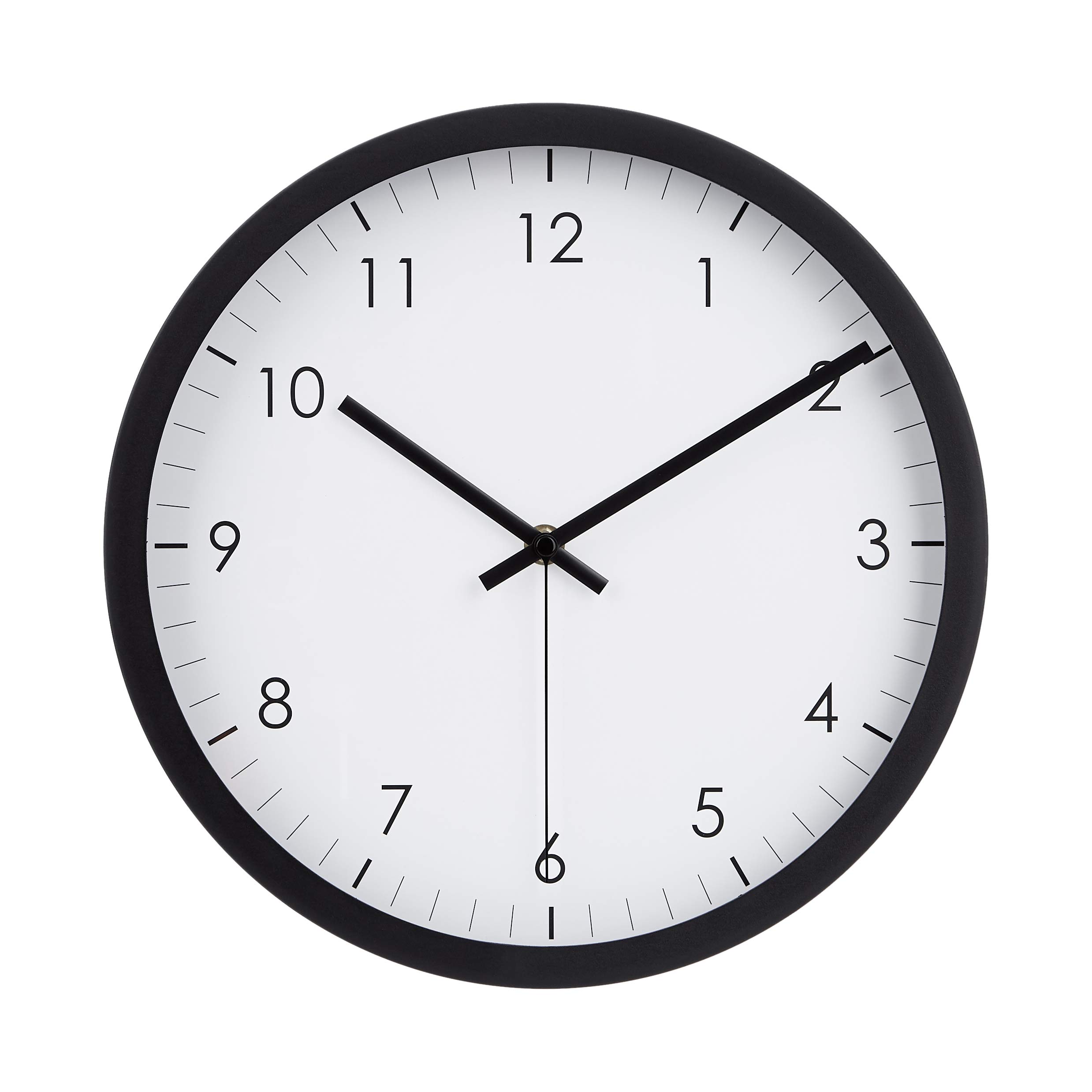 Amazon Basics Orologio da Parete 30 cm Nero Silenzioso
