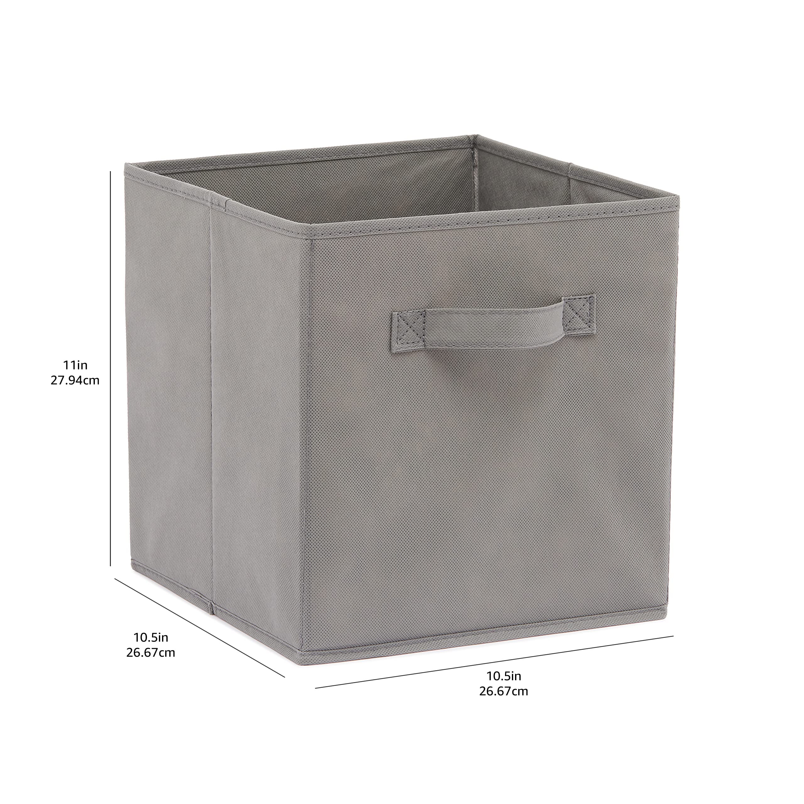 Amazon Basics Cubo Organizer Pieghevole Tessuto Grigio 27 cm 6 Pezzi