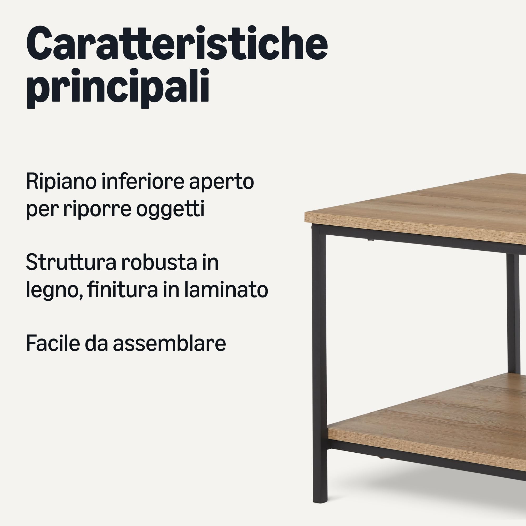 Amazon Basics tavolino caffè rettangolare rovere 80x50,5cm