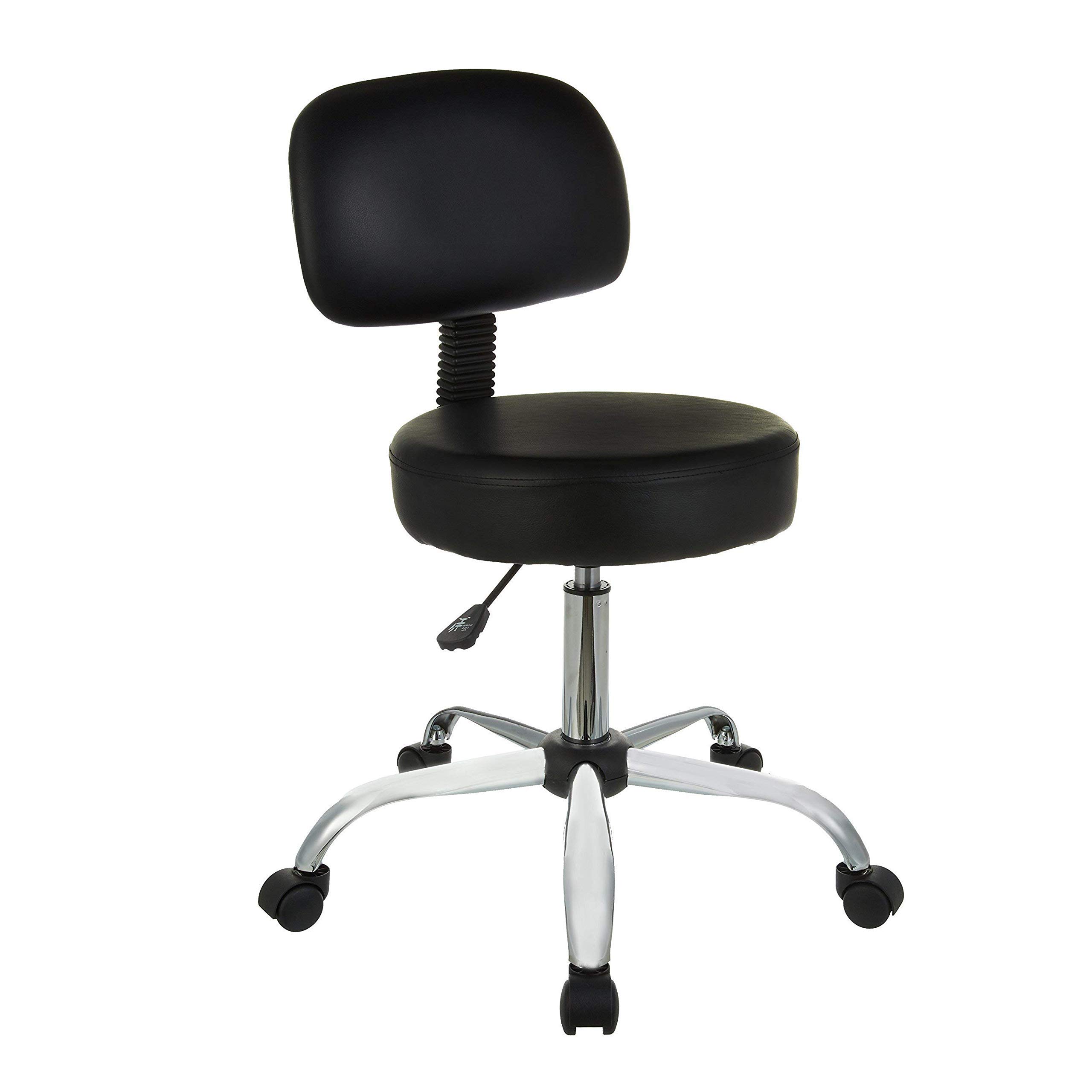 AmazonBasics Sgabello Alto Ufficio Nero con Schienale Imbottito