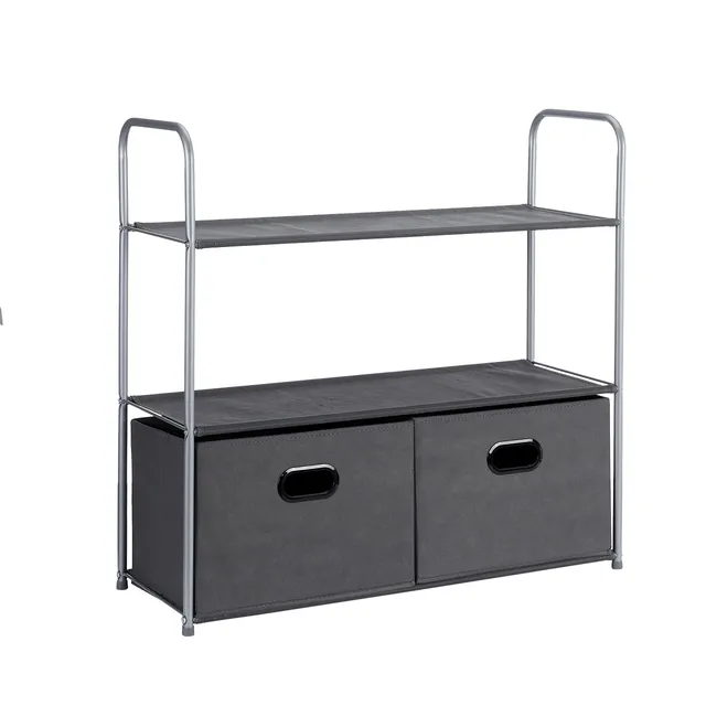 AmazonBasics Organizer Armadio Tessuto Grigio 3 Ripiani 2 Cassetti