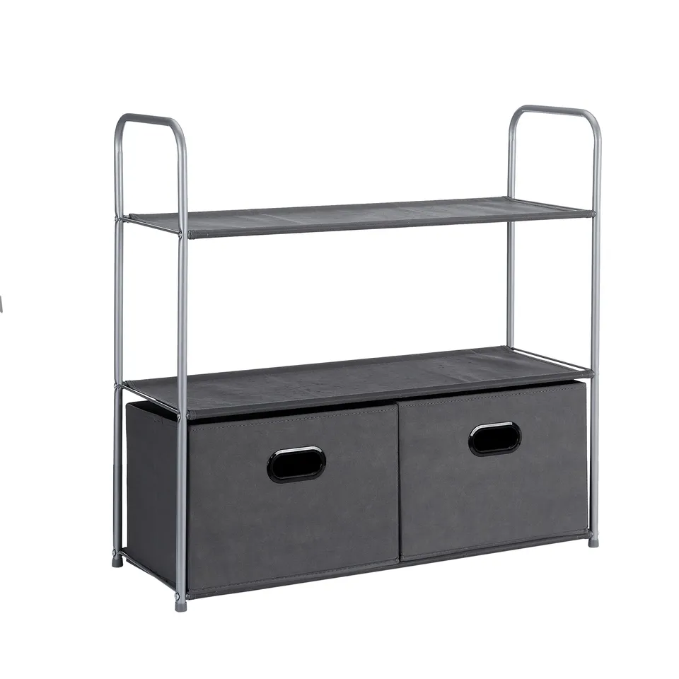 AmazonBasics Organizer Armadio Tessuto Grigio 3 Ripiani 2 Cassetti