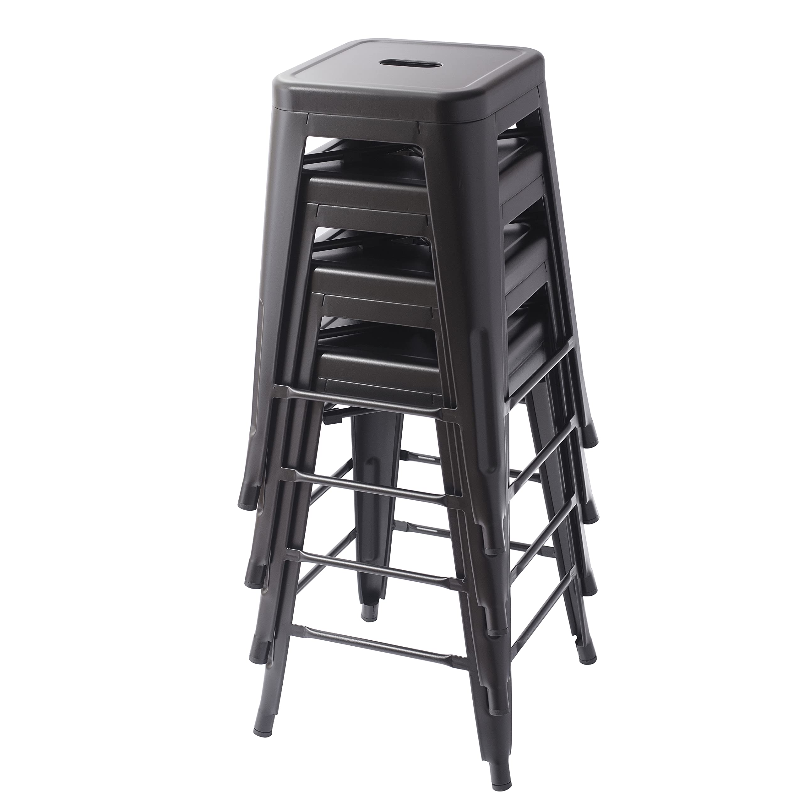 Amazon Basics sgabelli da bar metallo 61 cm set 4 nero impilabili