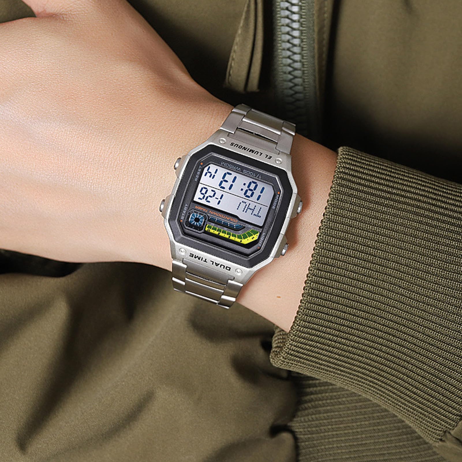 Elprico Orologio Sportivo Digitale Acciaio Argento