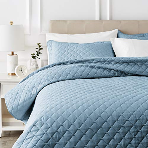 Amazon Basics copriletto trapuntato blu rombi 170x210 cm