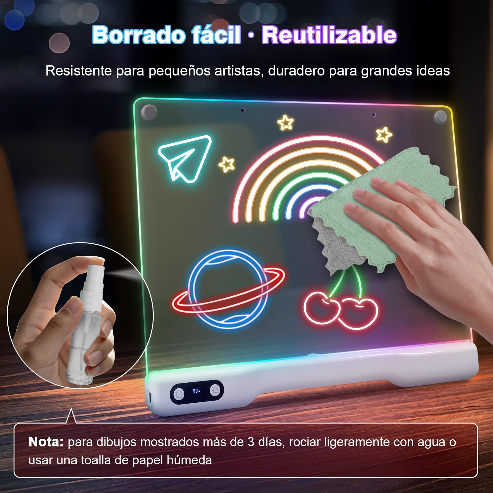 RealPlus Lavagna LED 41cm Ricaricabile 10 Modalità