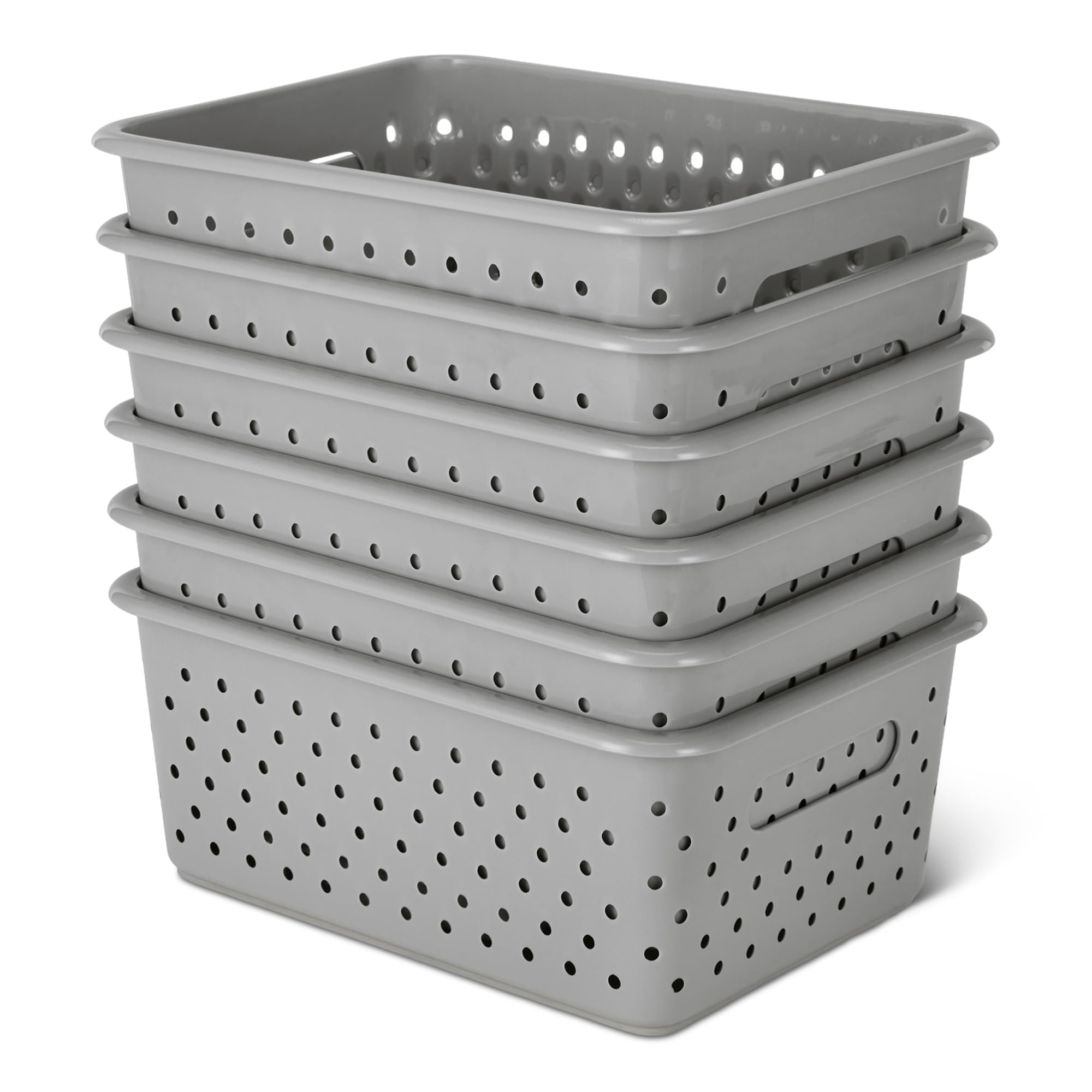 Amazon Basics Cestini Plastica Avorio Set 6 Pezzi