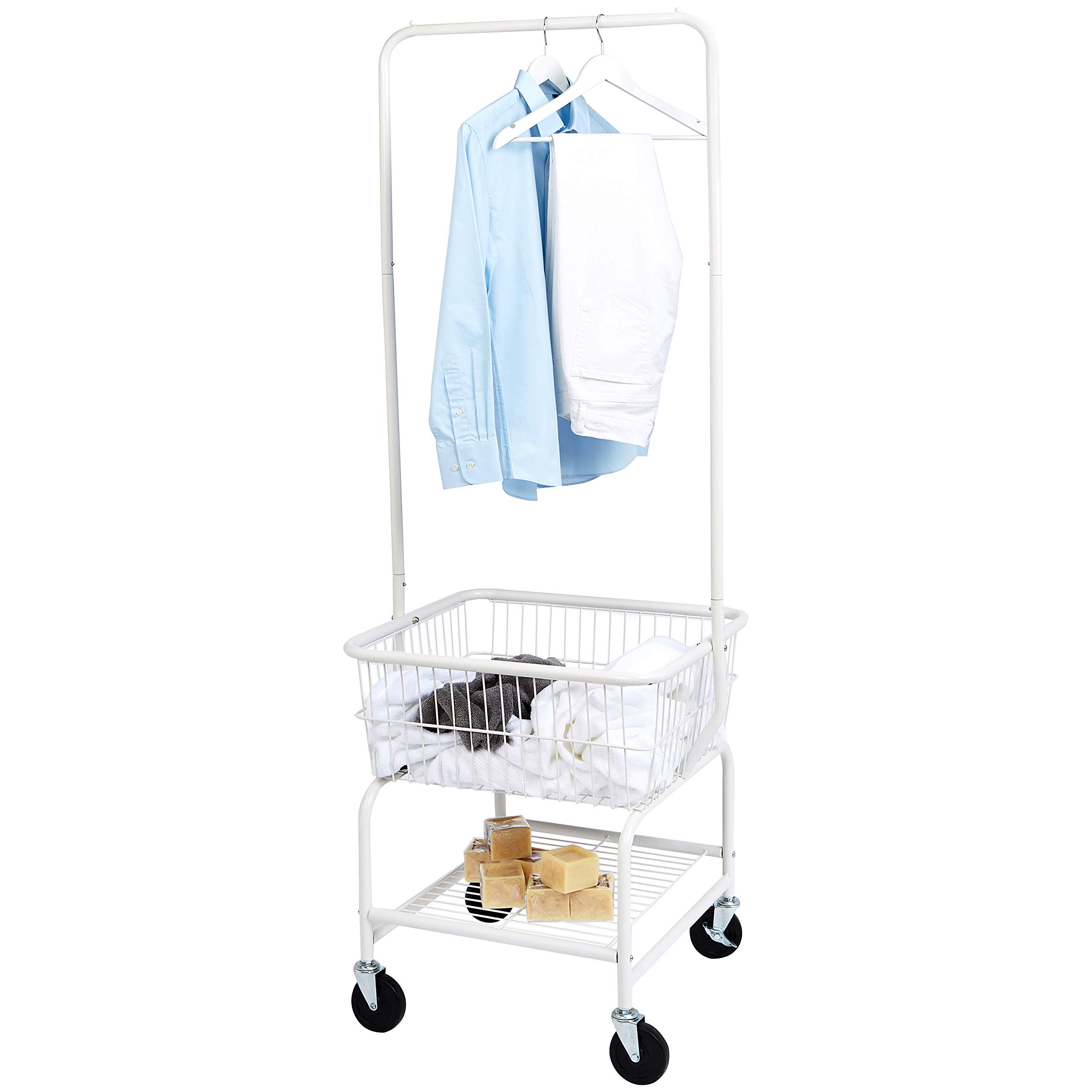 Amazon Basics carrello portabiancheria cromato con ruote