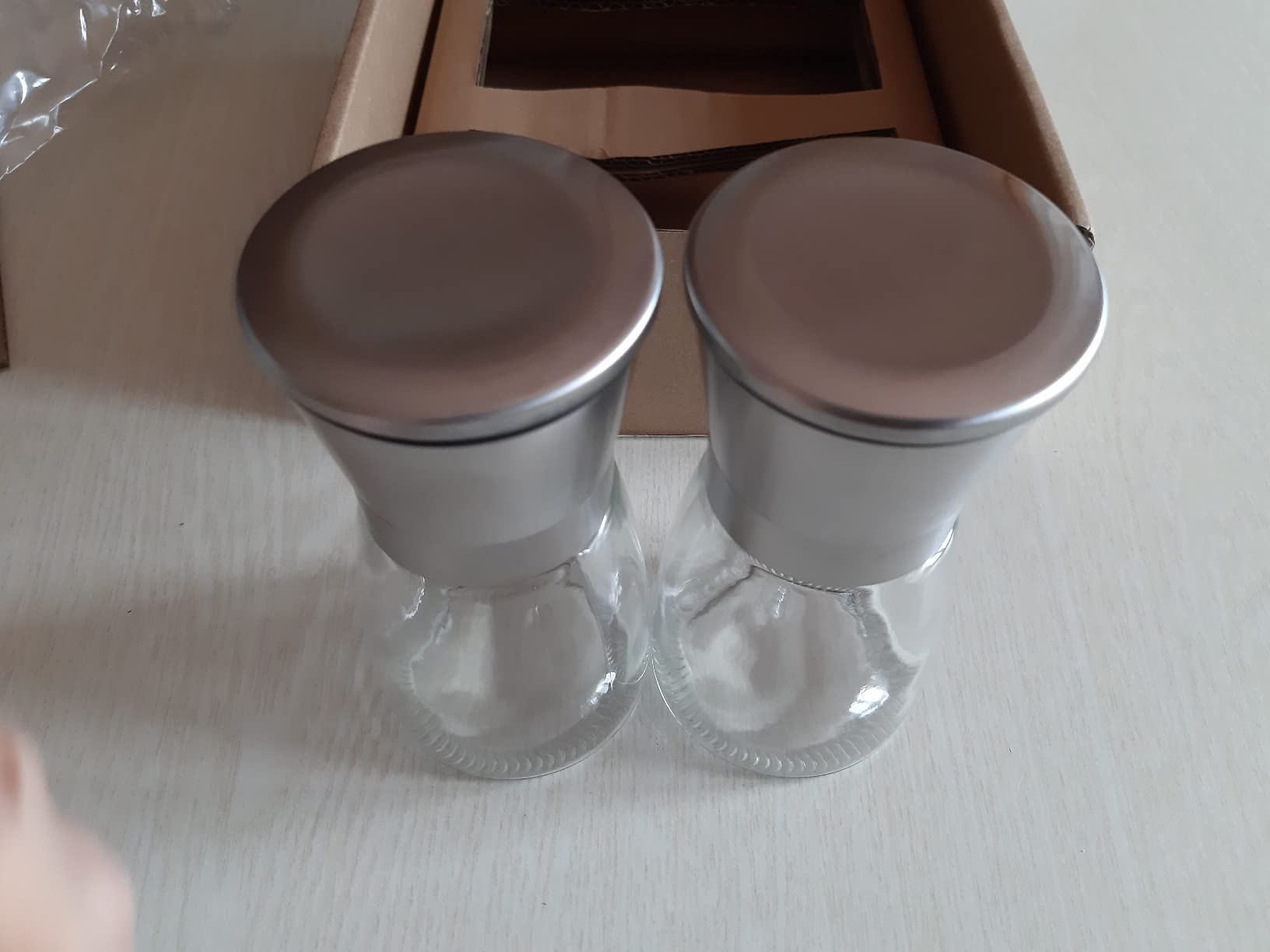 Amazon Basics Set 2 Macinasale e Macinapepe Vetro 155 g Ceramica