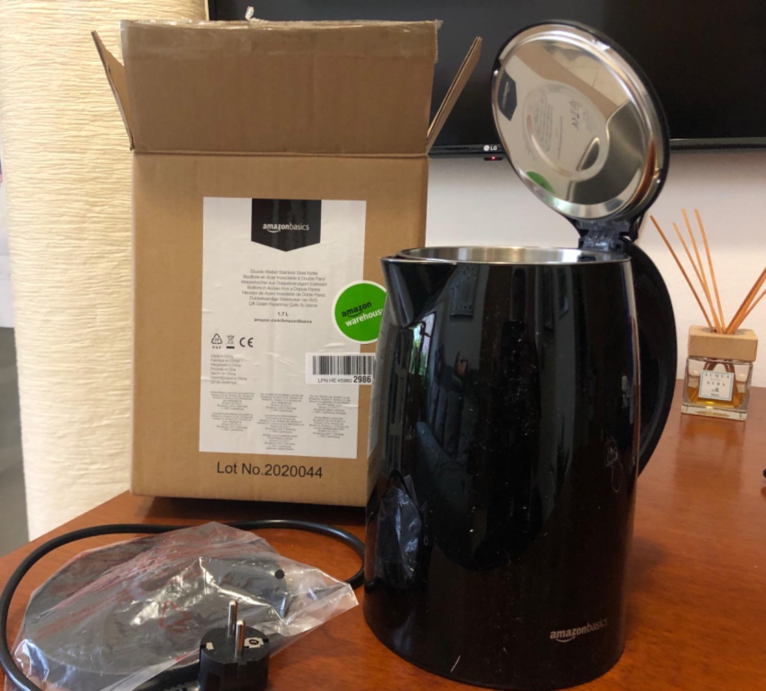 Amazon Basics Bollitore Elettrico 1,7 L Inox Doppia Parete