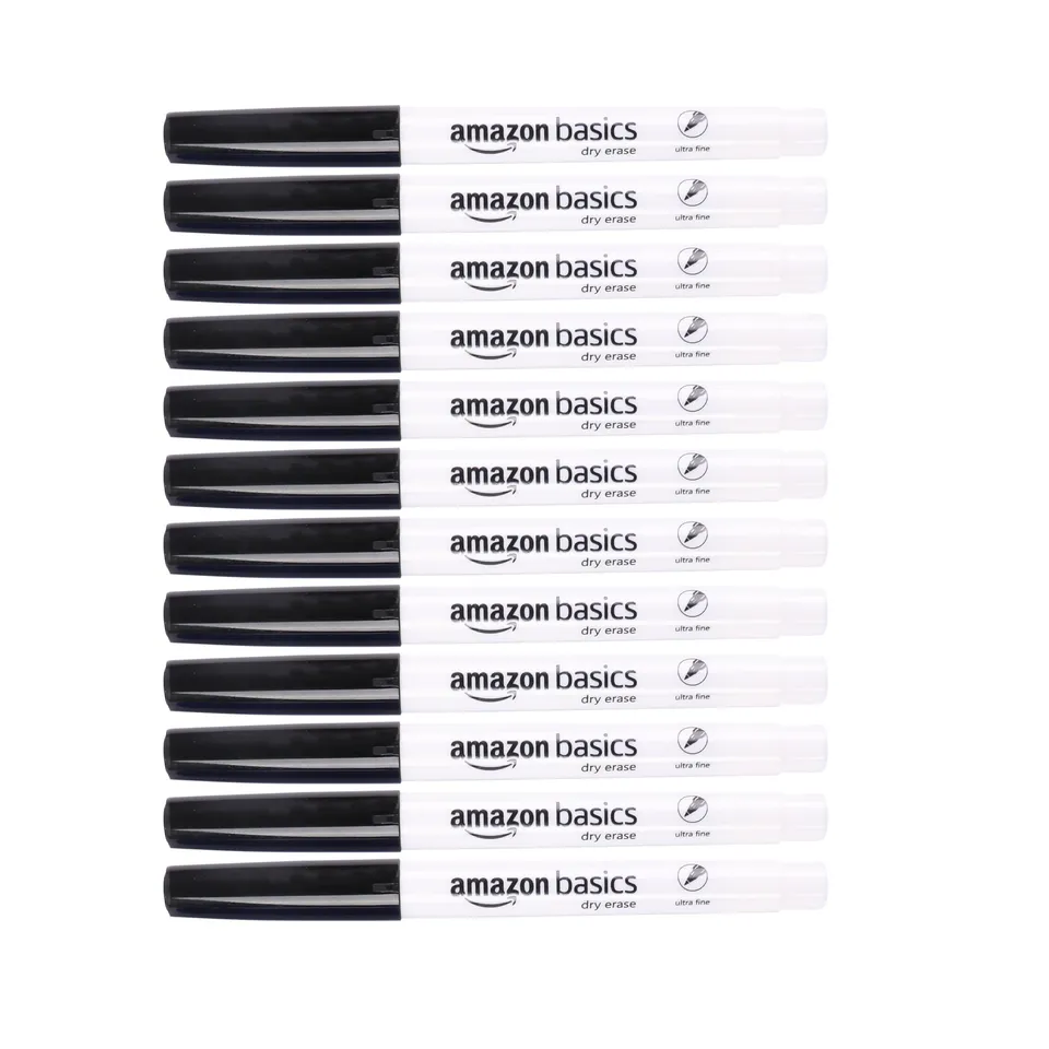 AmazonBasics pennarelli lavagna bianca punta ultrafine neri 12 pezzi