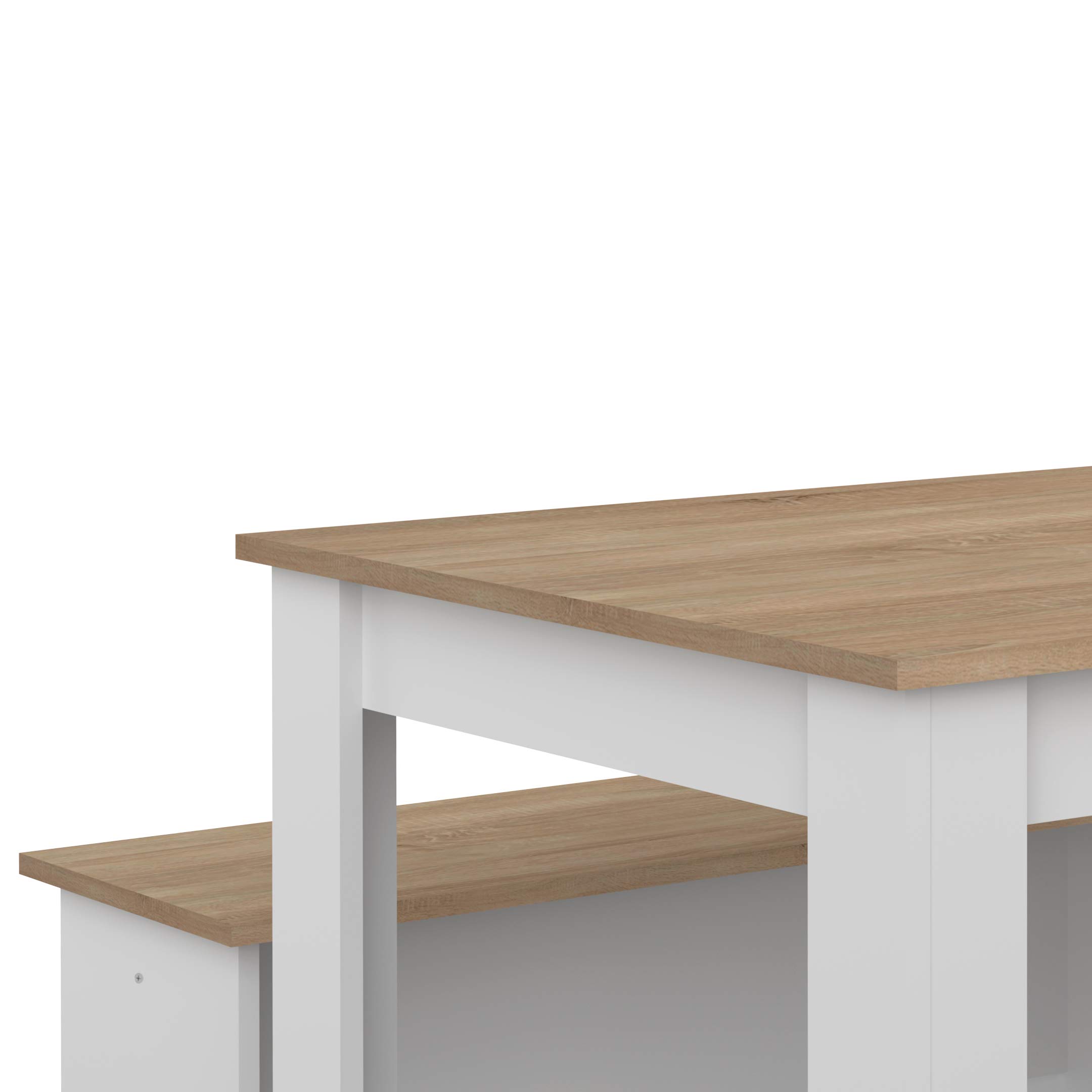 AmazonBasics Set Pranzo con 2 Panche Bianco Quercia 110x70