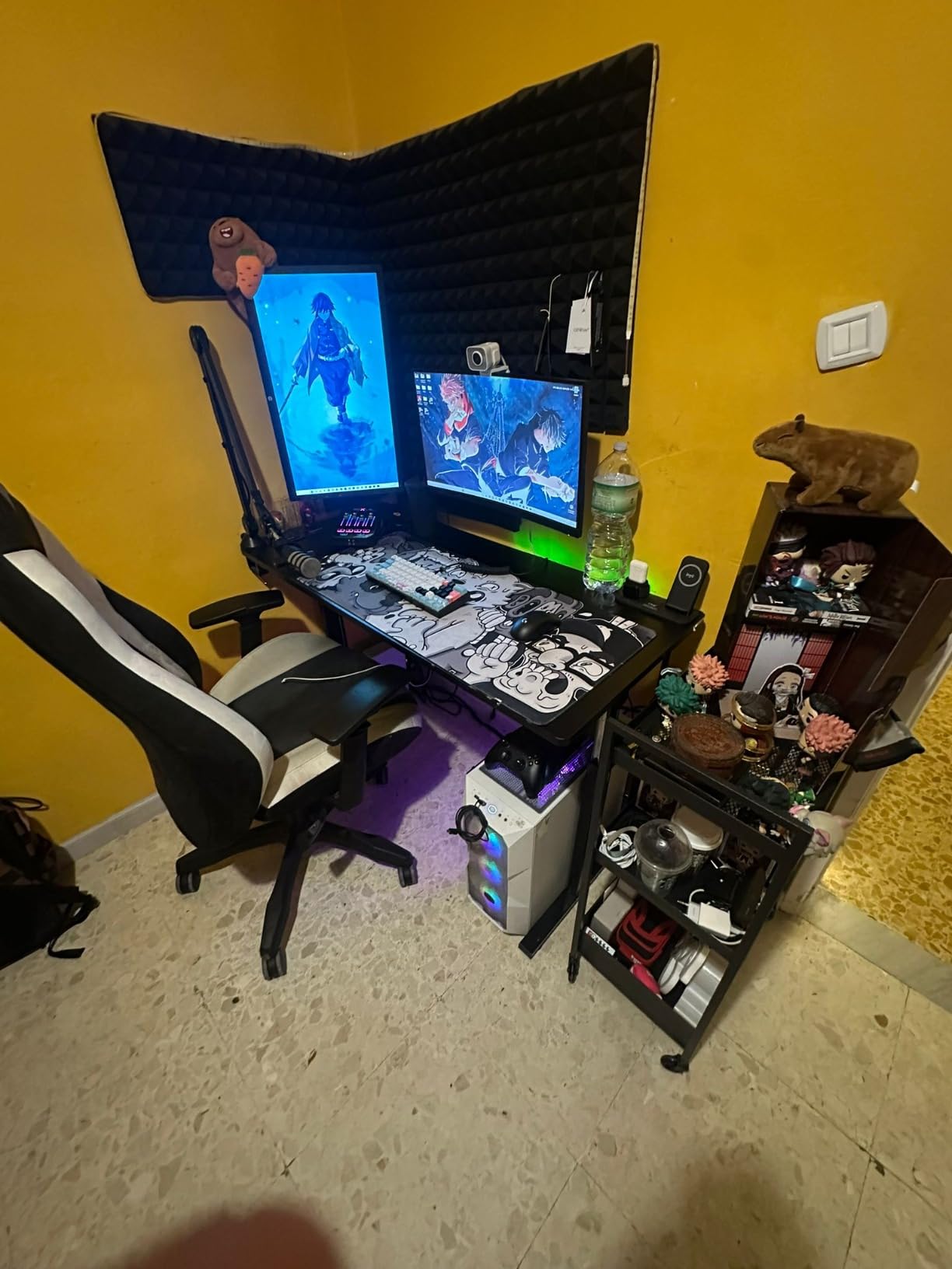 Amazon Basics Scrivania Gaming Regolabile in Altezza Nera 120x55 cm