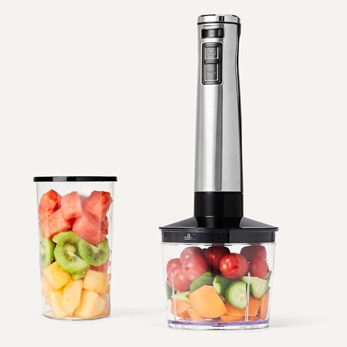 Amazon Basics frullatore a immersione 1000W argento con accessori
